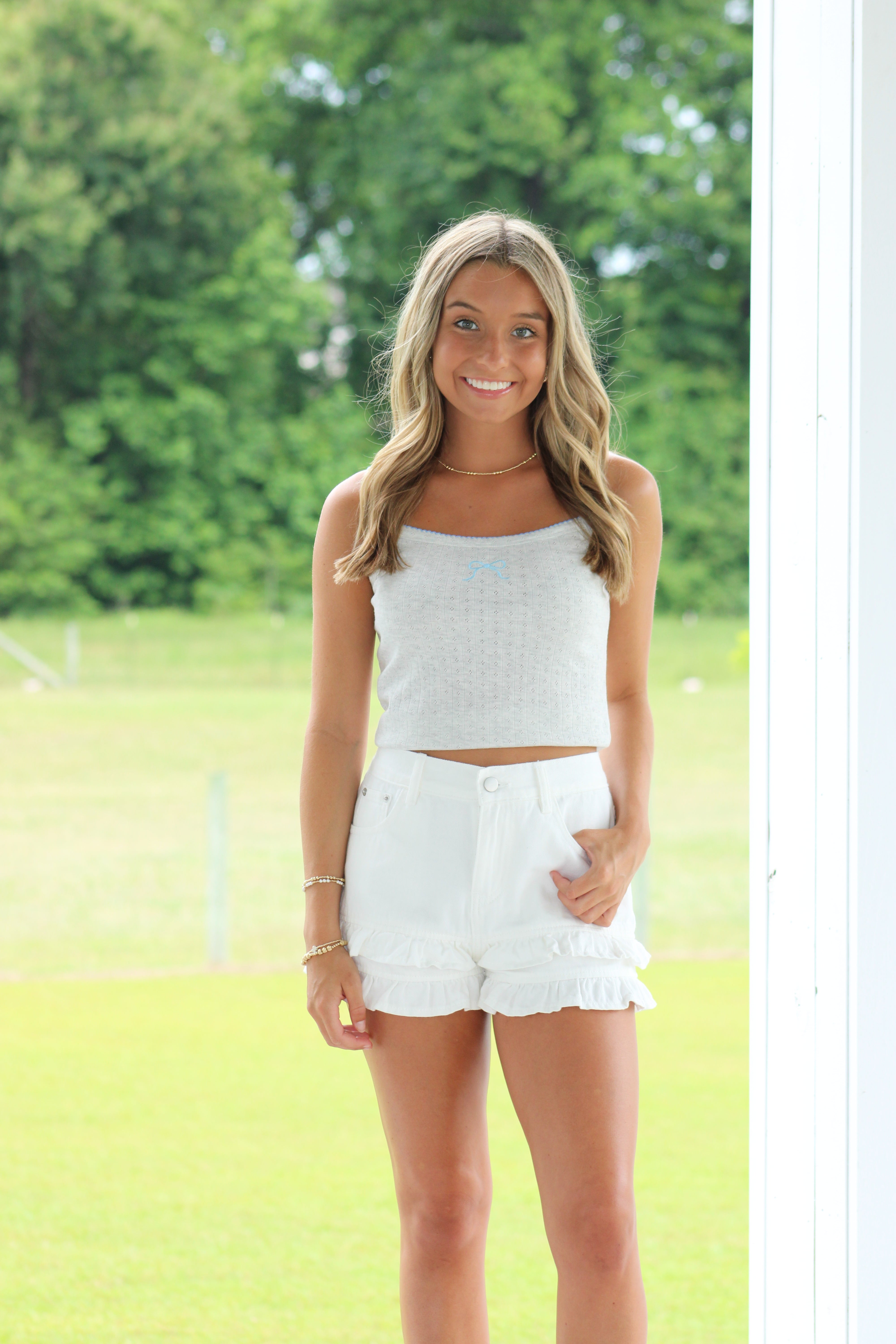 Baby Ribbon Top - Grey & Blue