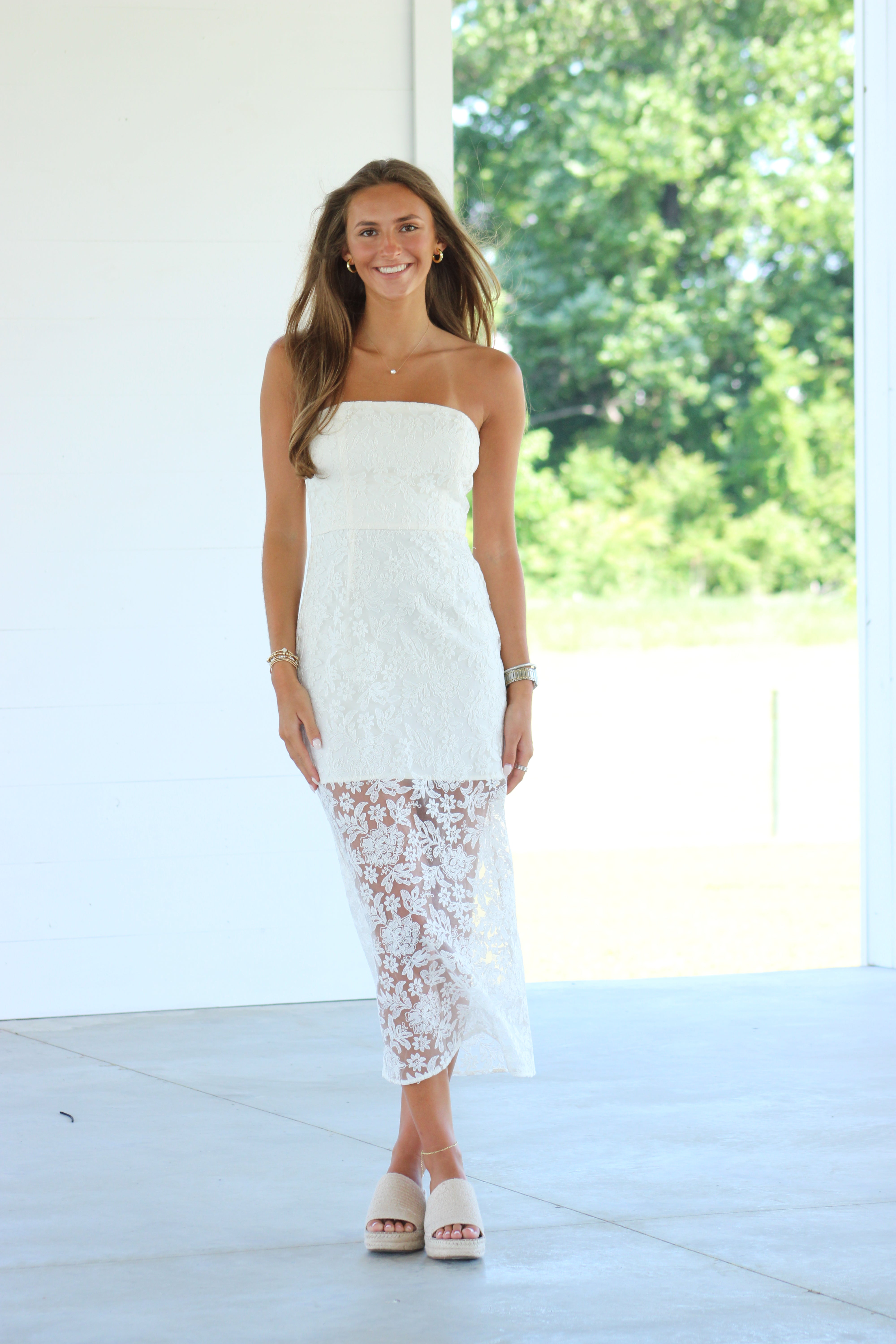 Ava Midi Dress - Lace Cream