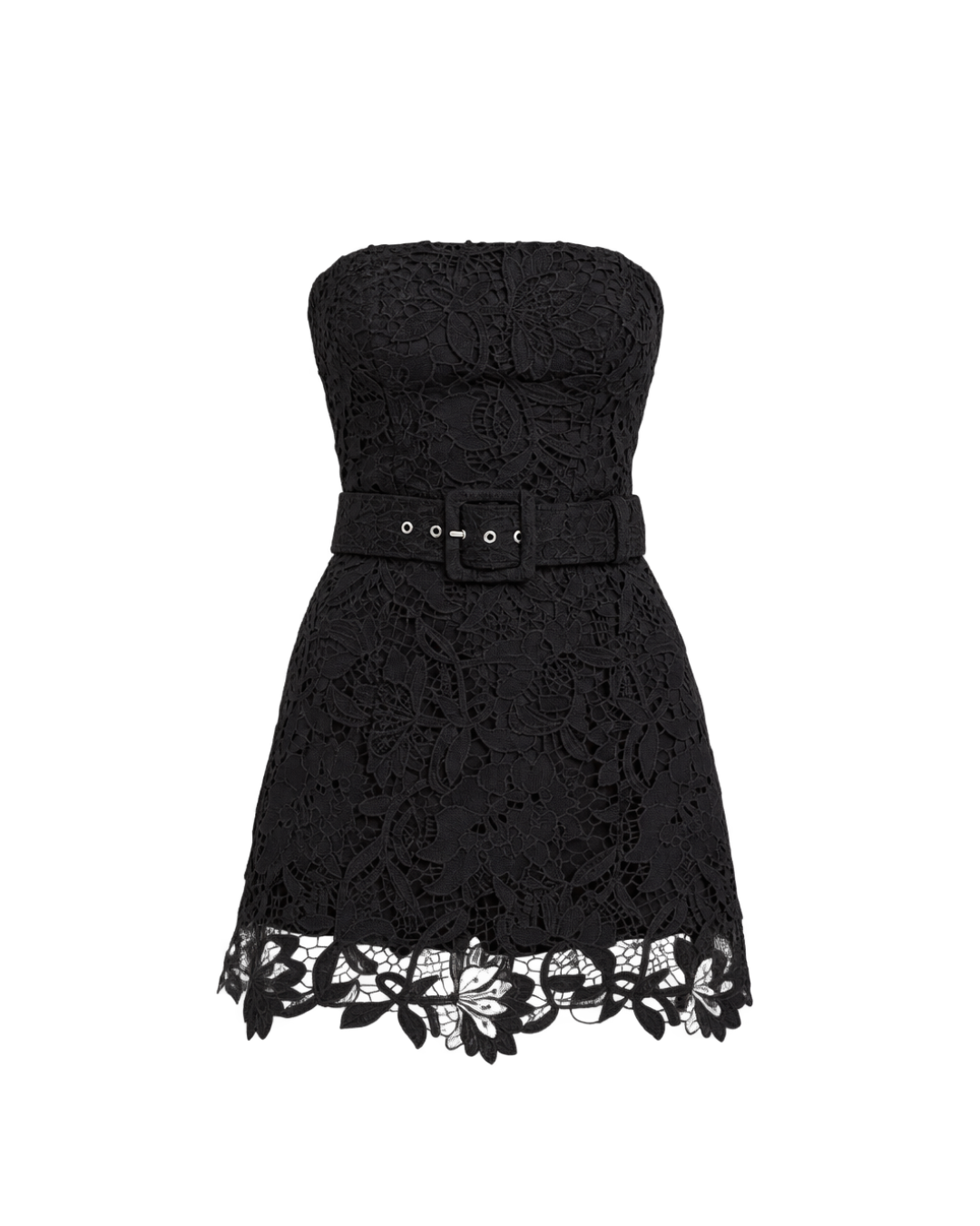 Colette Eyelet Belted Mini Dress - Black