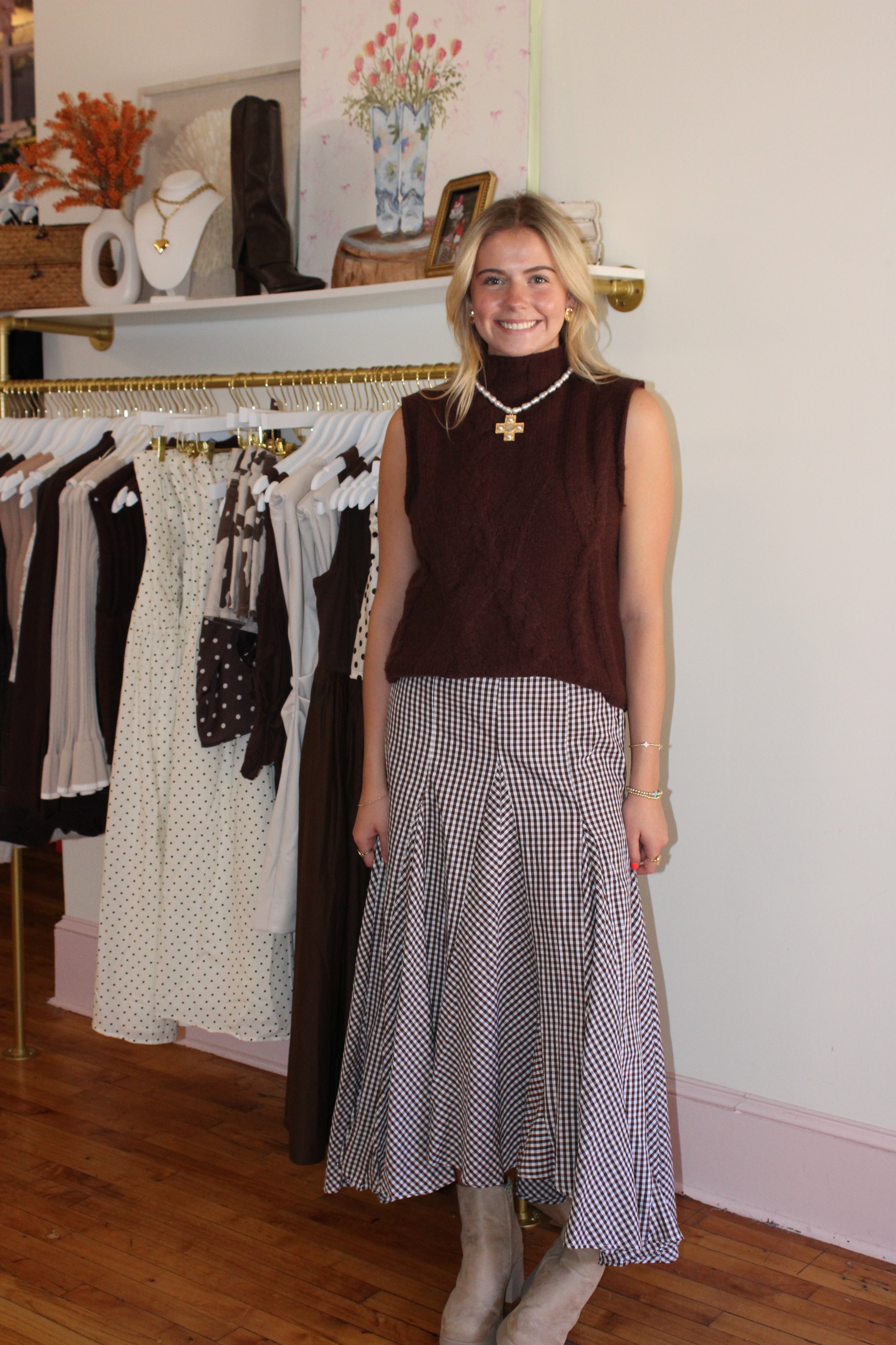 Riley Sweater Top - Brown