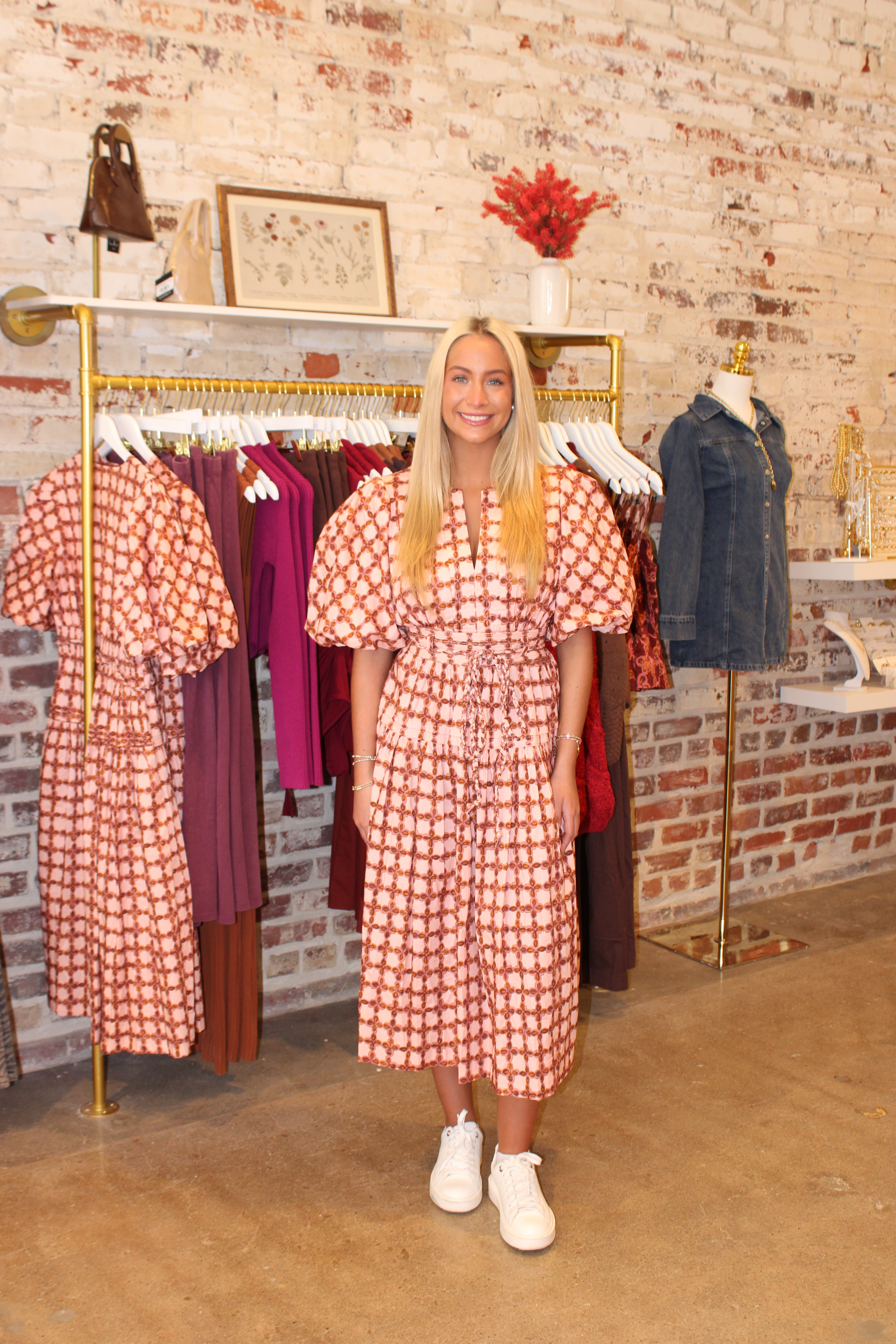 Amelia Midi Dress - Pink Multi