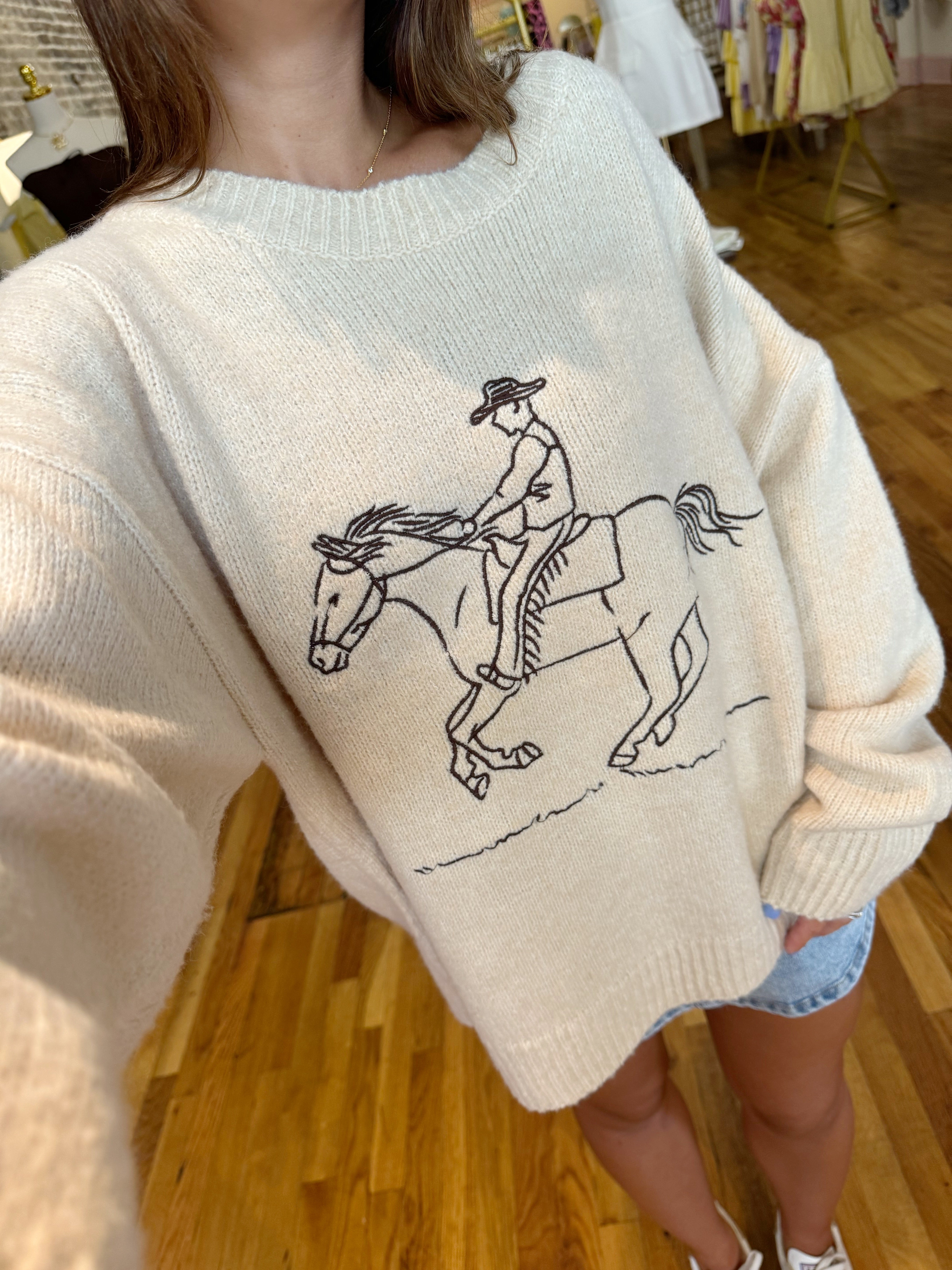Giddy Up Lightweight Sweater - Buttercream
