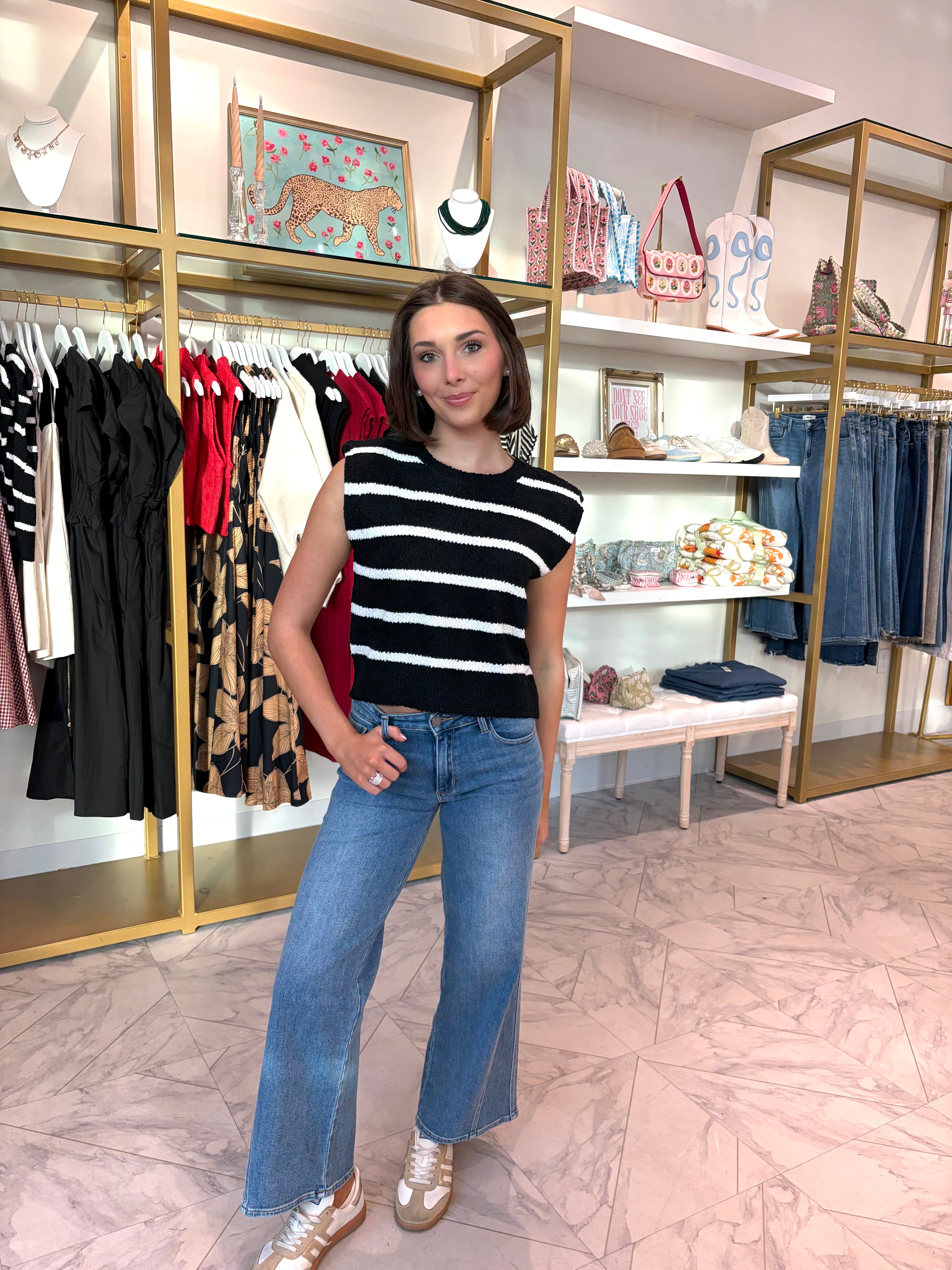 Charlie Sweater Top - Black Stripe