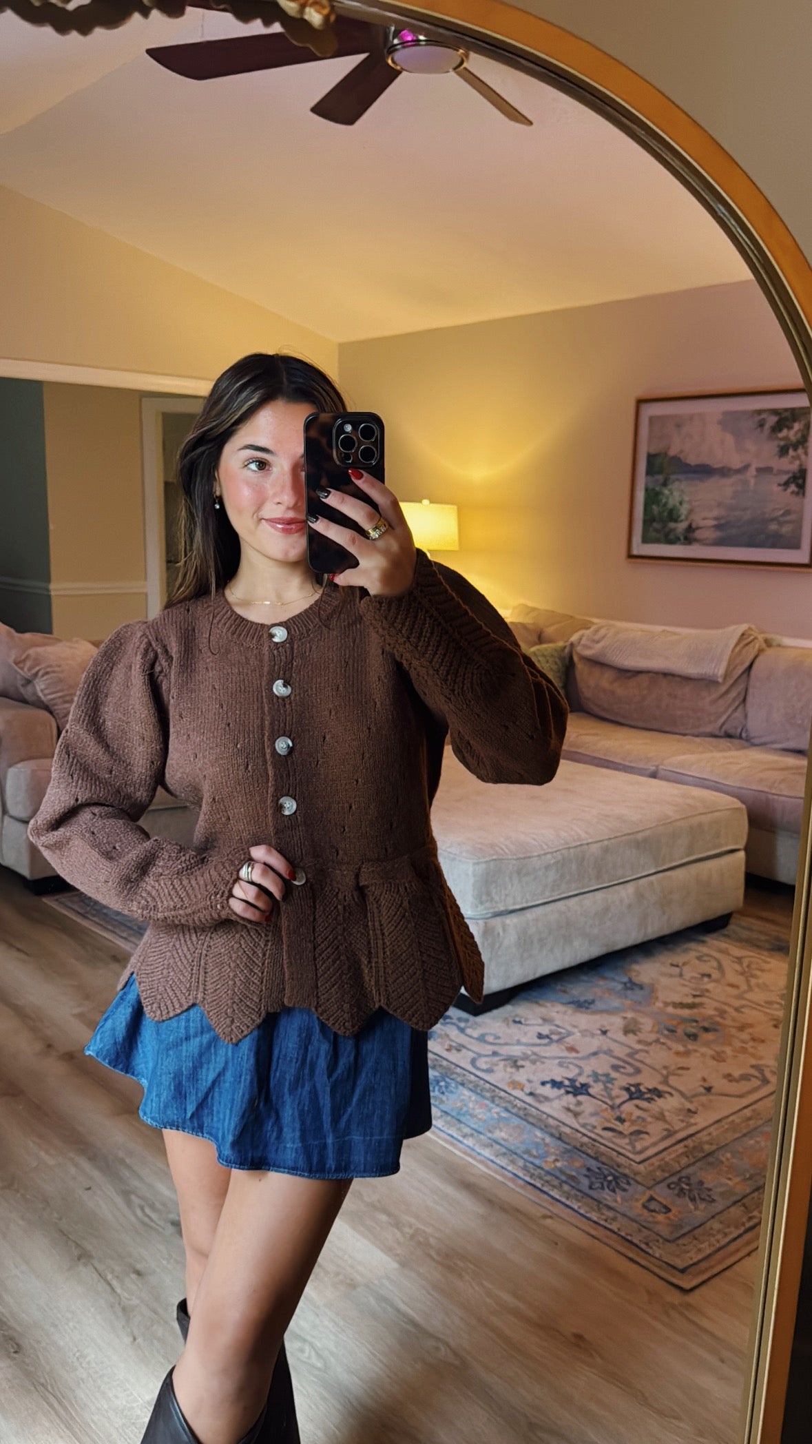 Rustled Leaves Sweater Cardigan - Brown