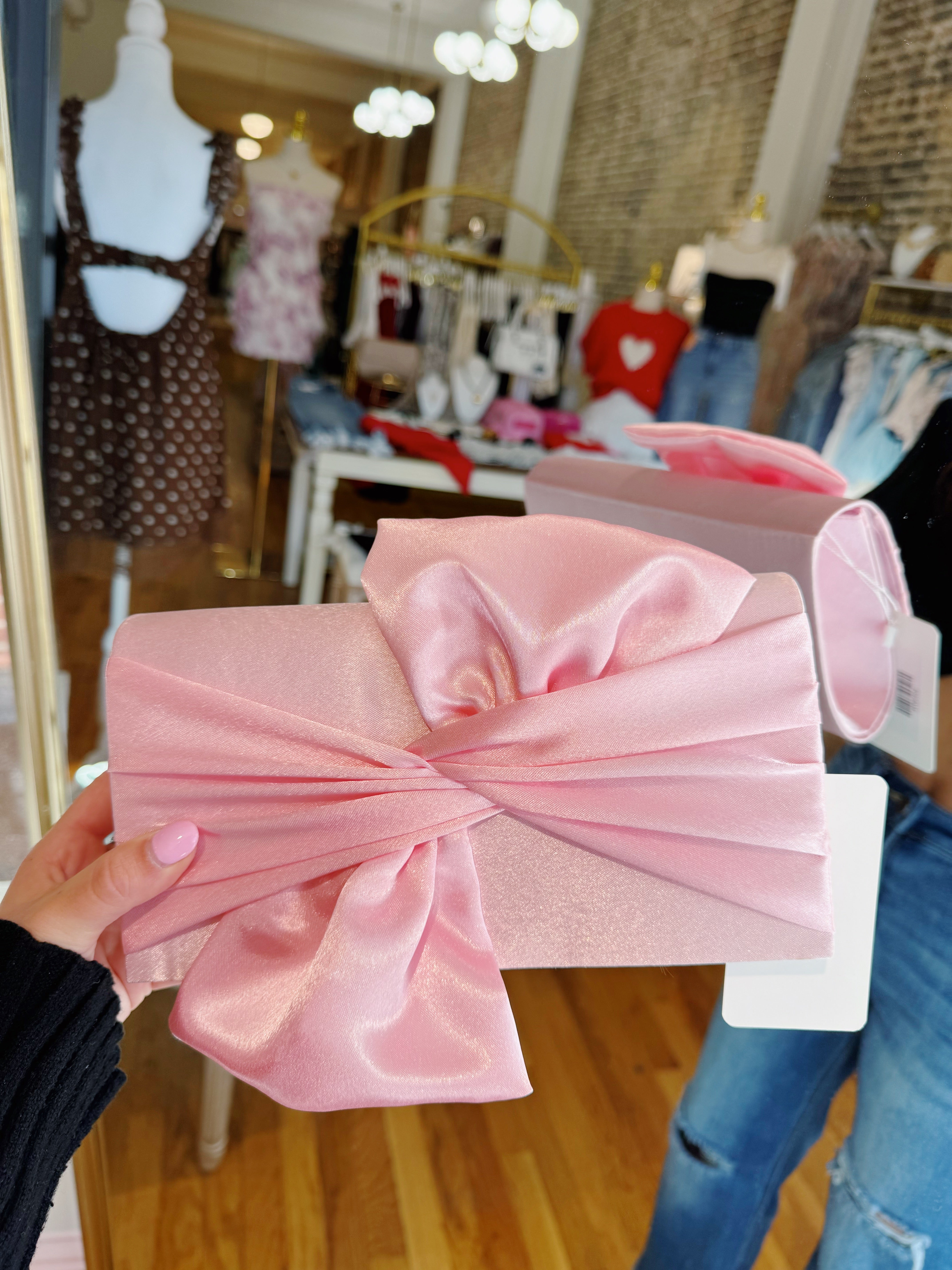 Pretty In Pink Clutch - Pink with Silver Chain Inside