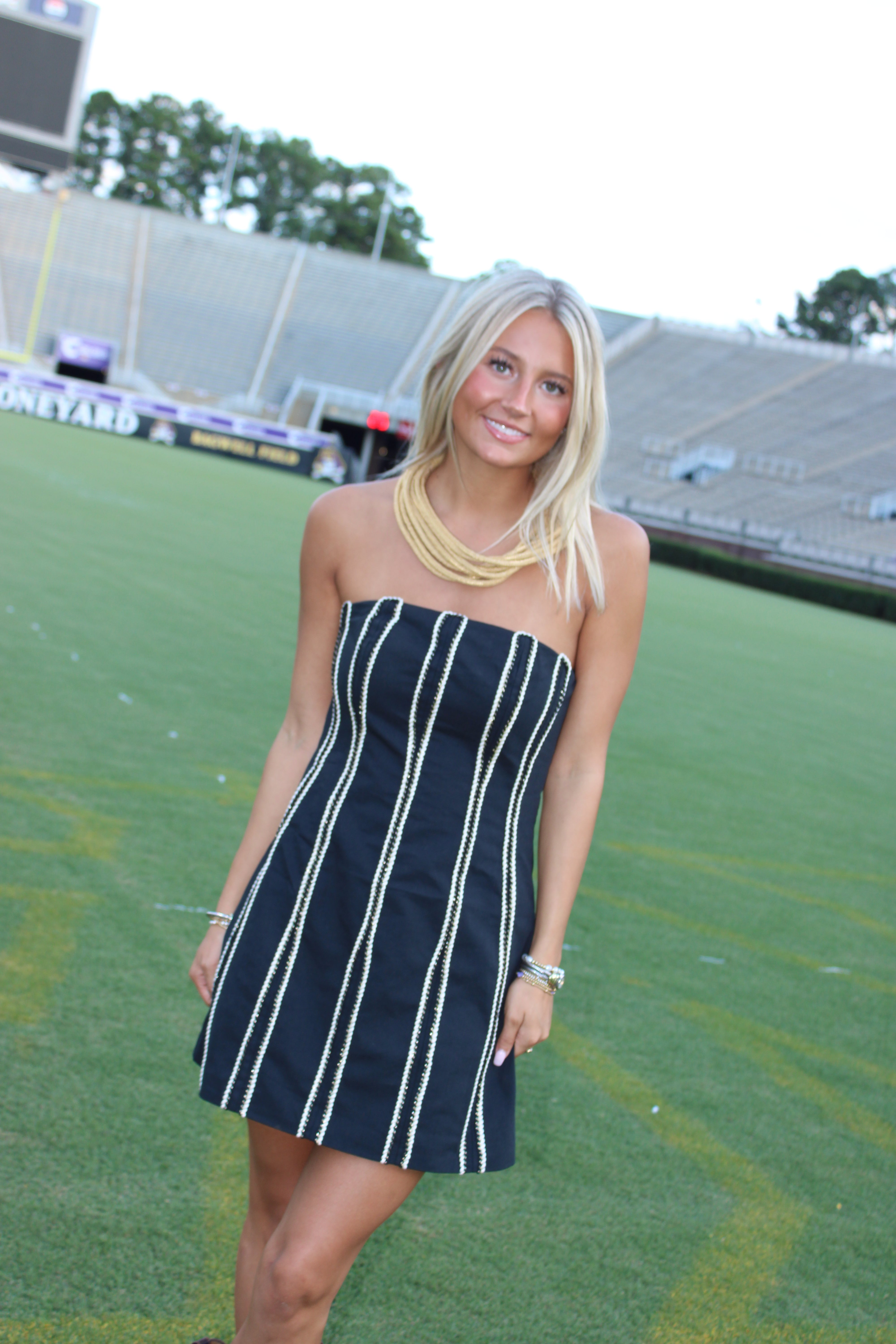 Amelia Mini Dress - Black/Gold/Silver