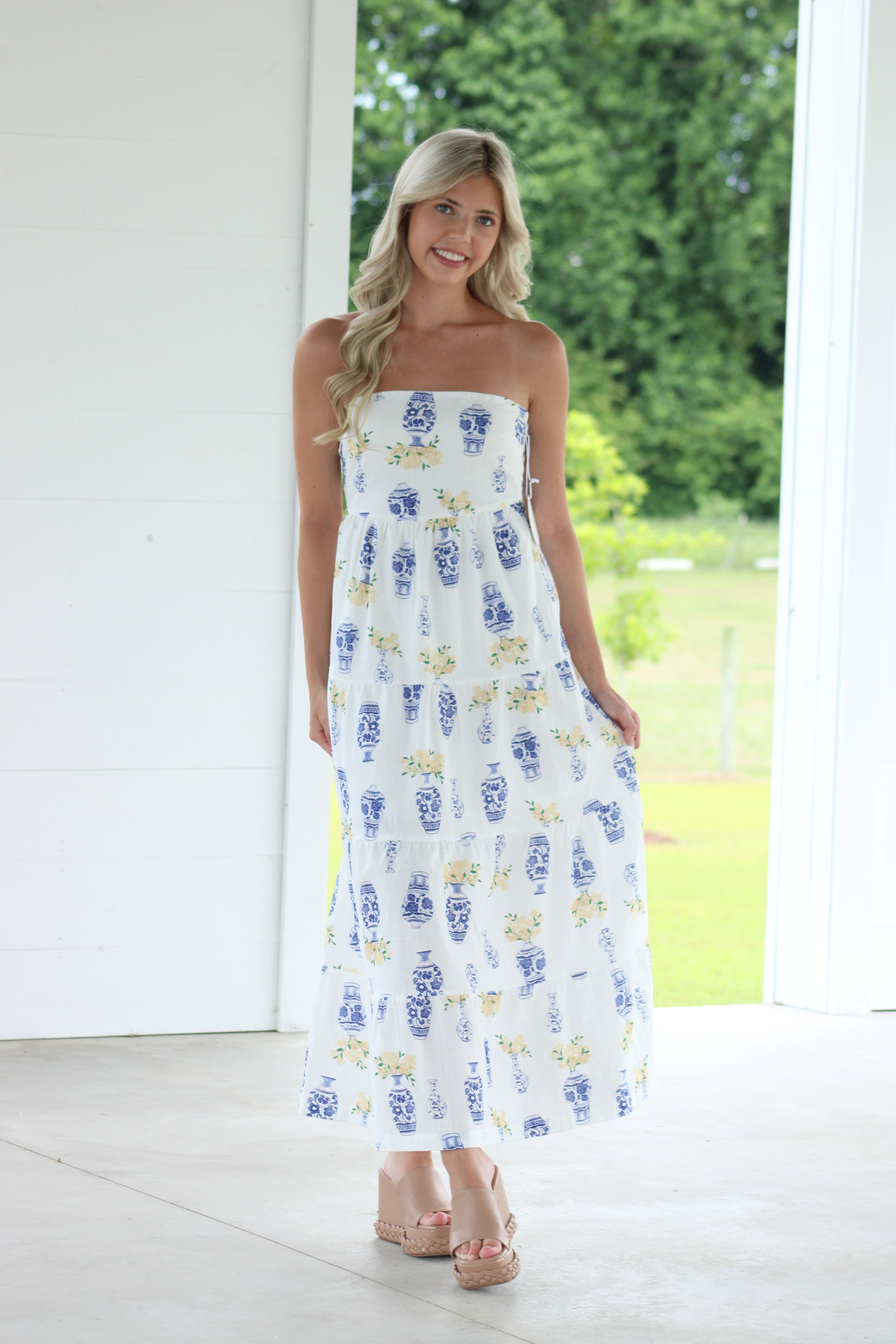 Next To Me Midi Dress - White Multi