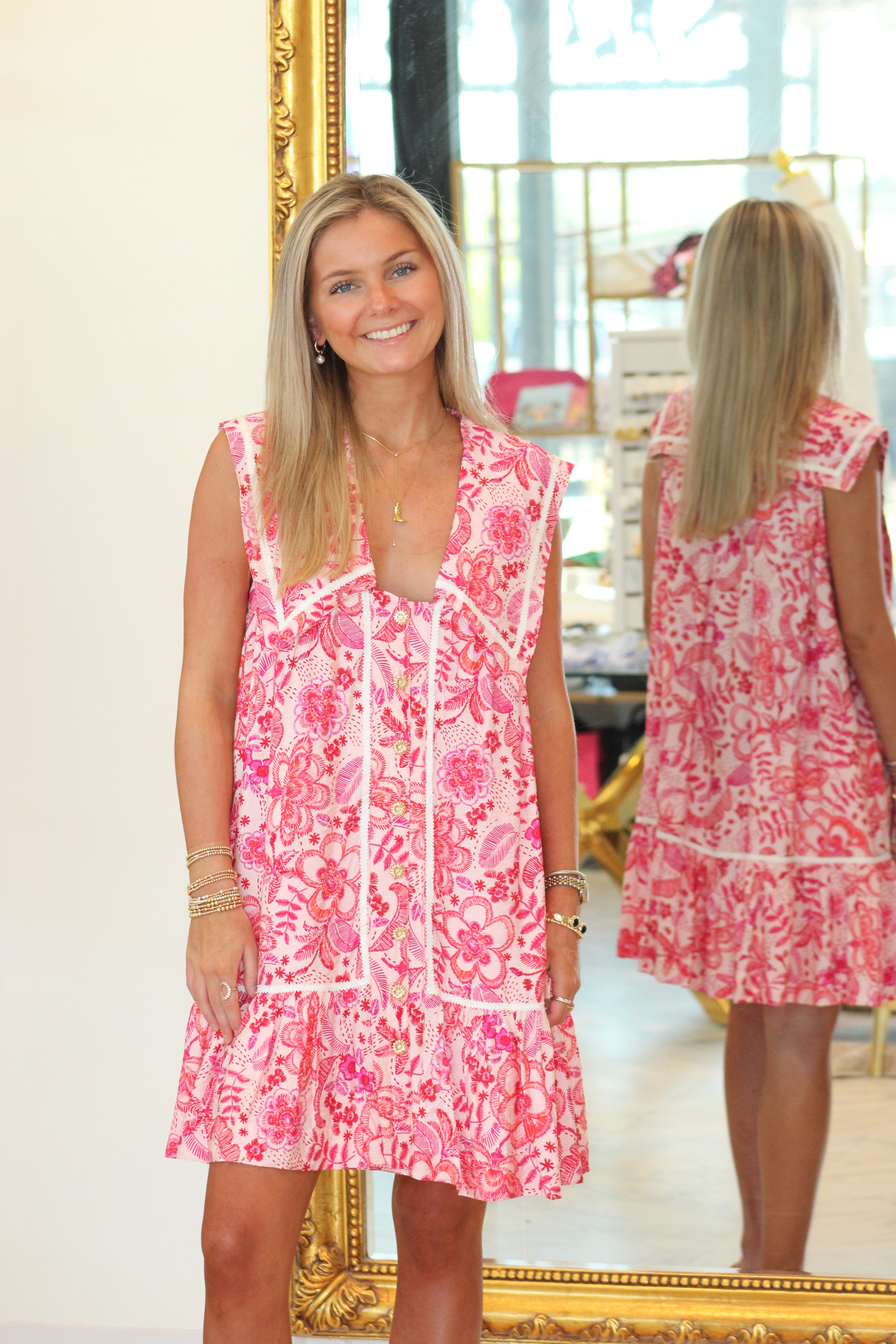 Perfect Timing Dress - Orange & Pink