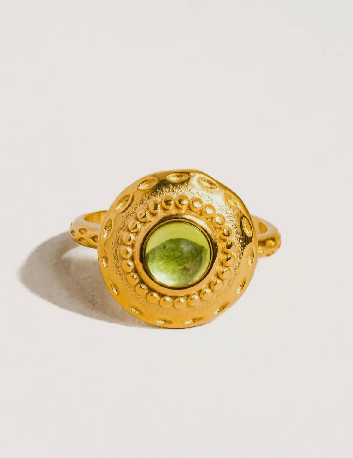 Malin 18K Gold Non-Tarnish Round Stone Ring - Gold