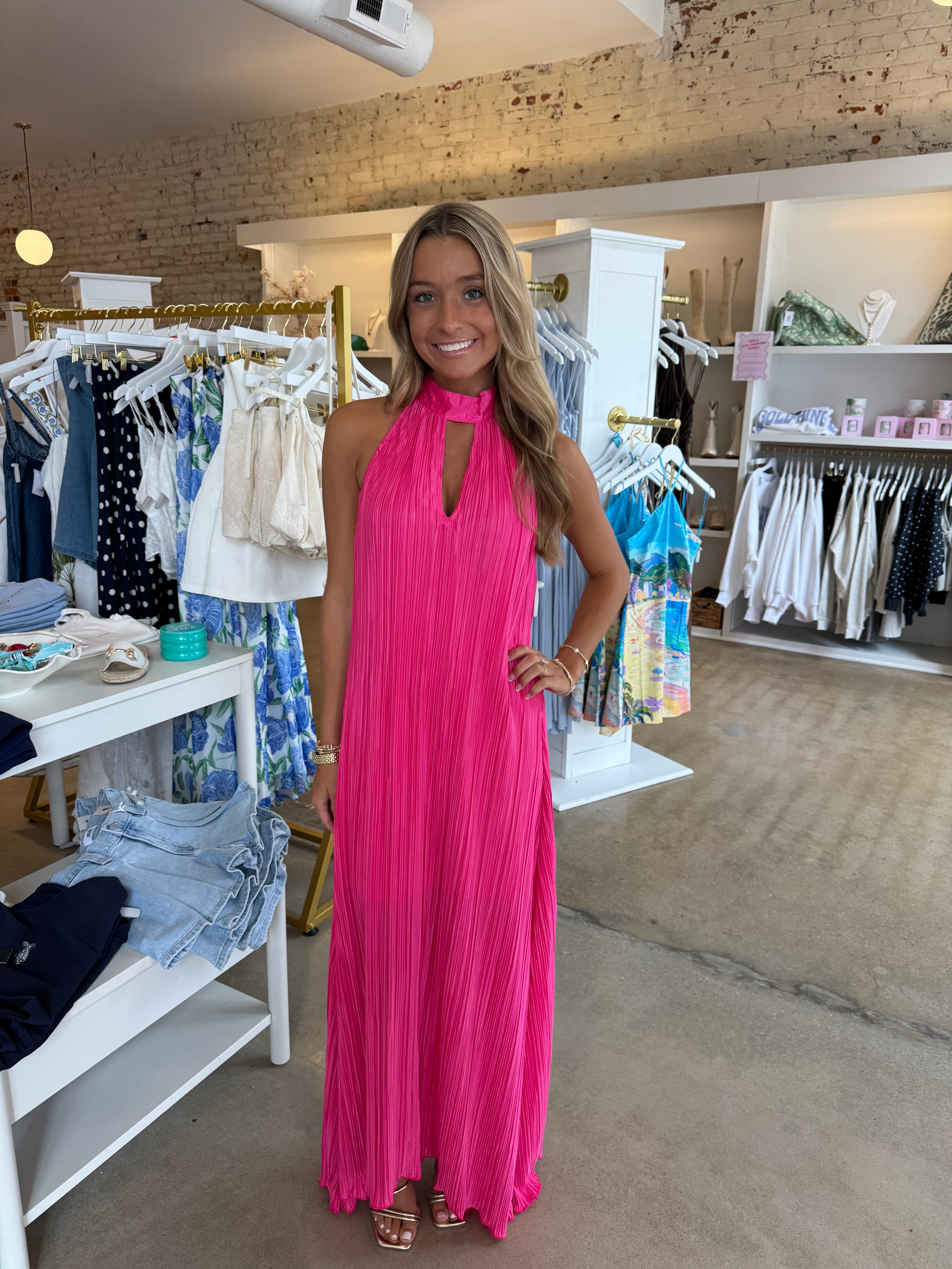Trinity Midi Dress - Hot Pink