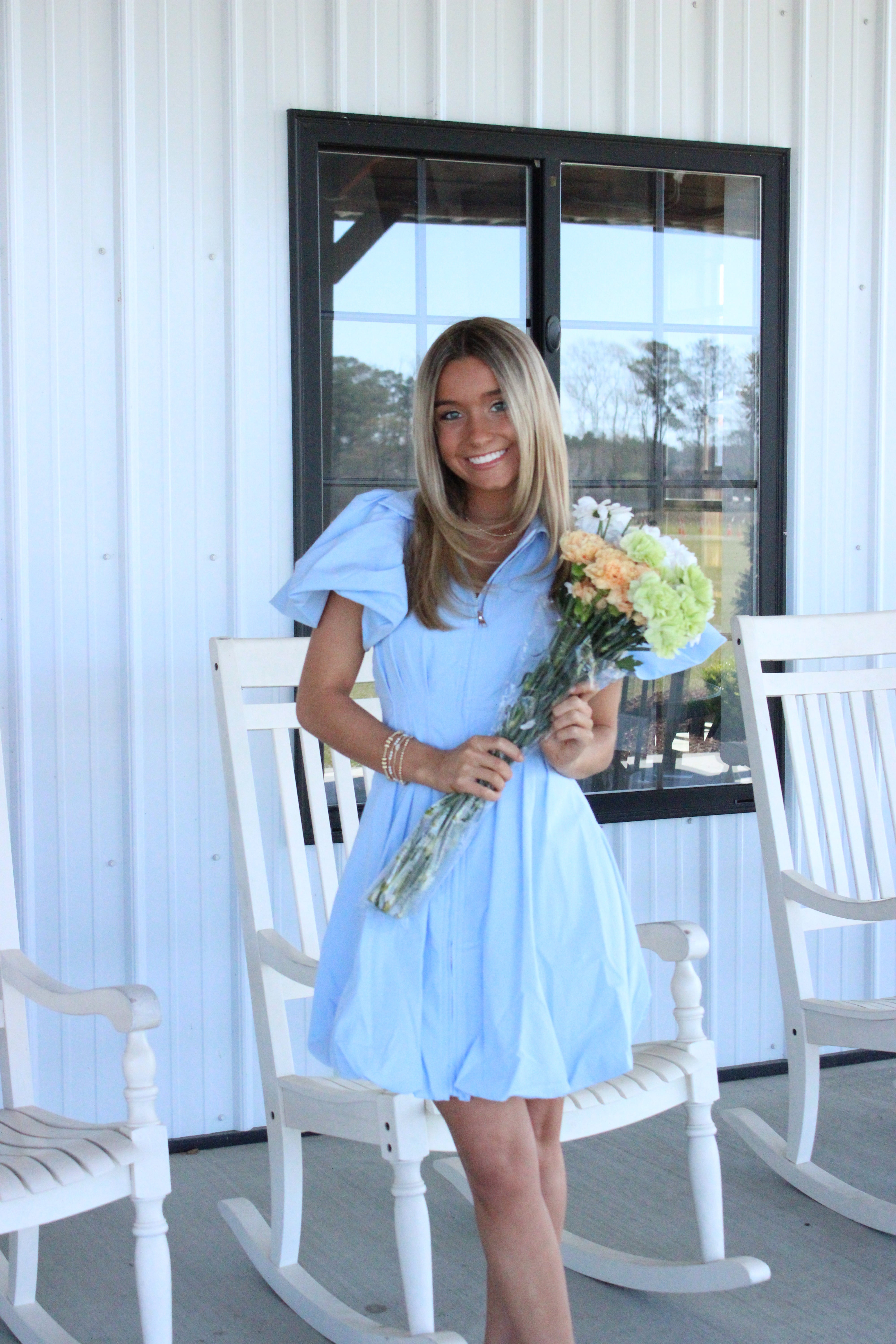 Handle On You Mini Dress - Light Blue