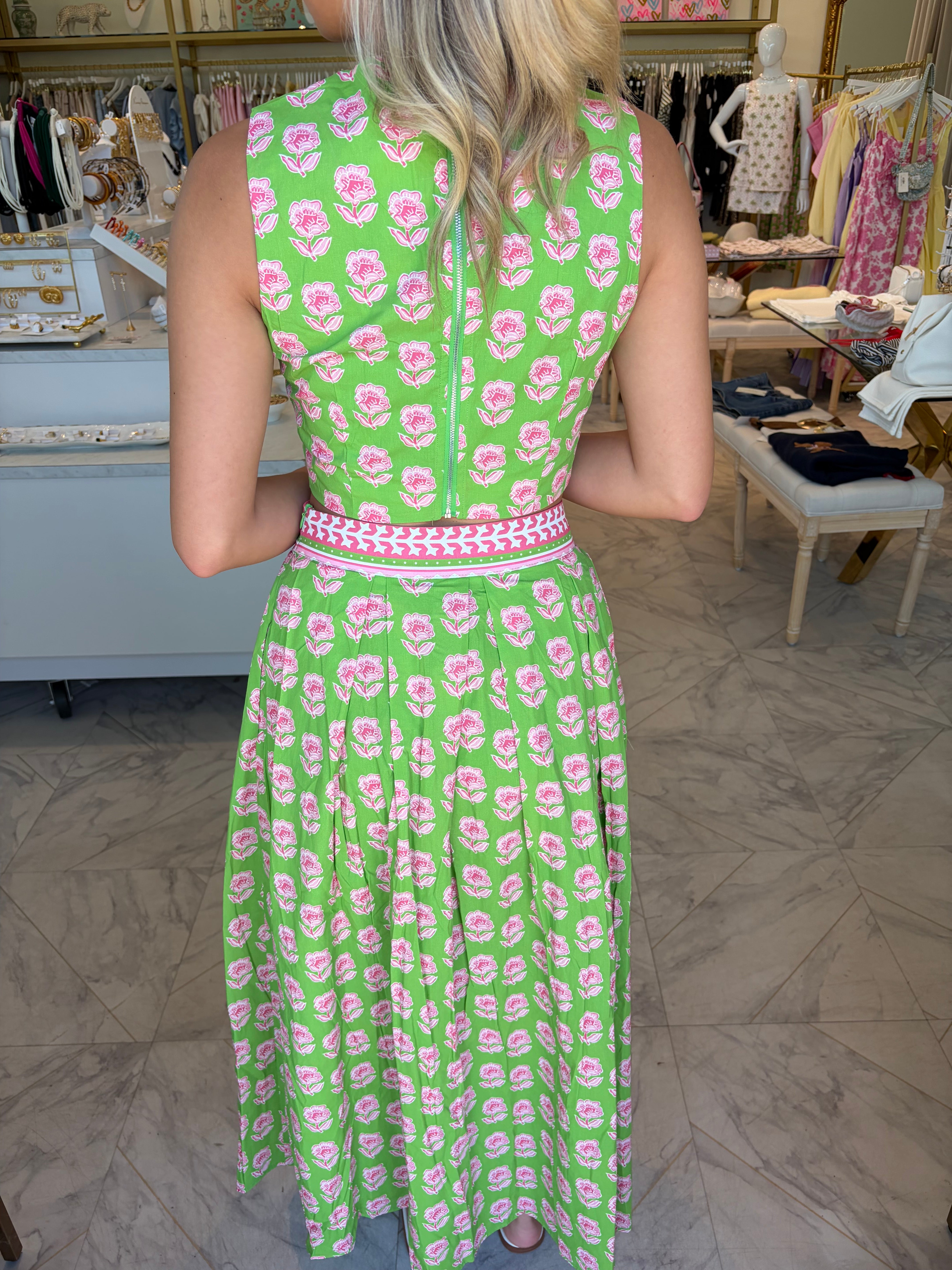 Genevieve Midi Skirt Set - Green