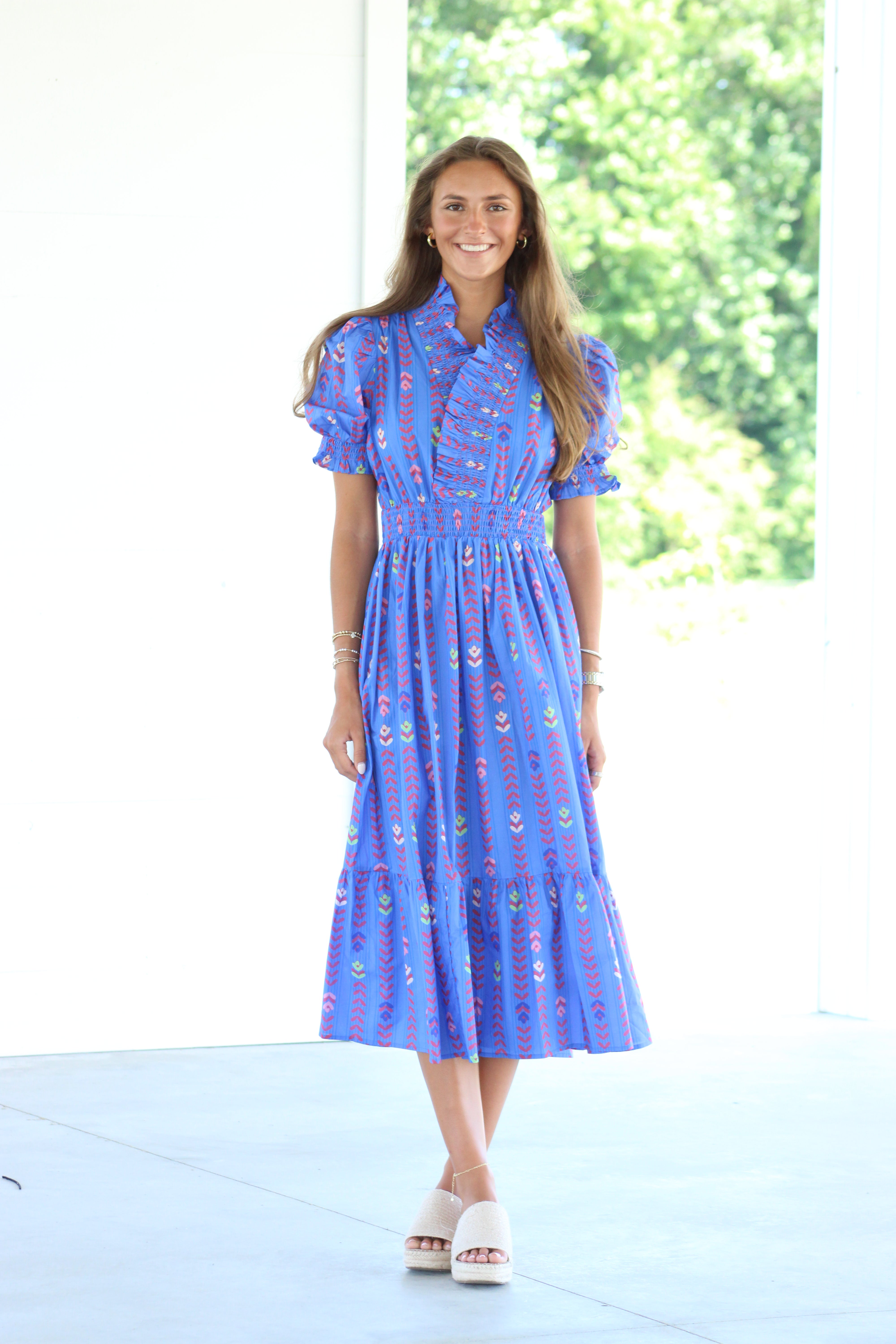 Glad You're Mine Midi Dress - Blue