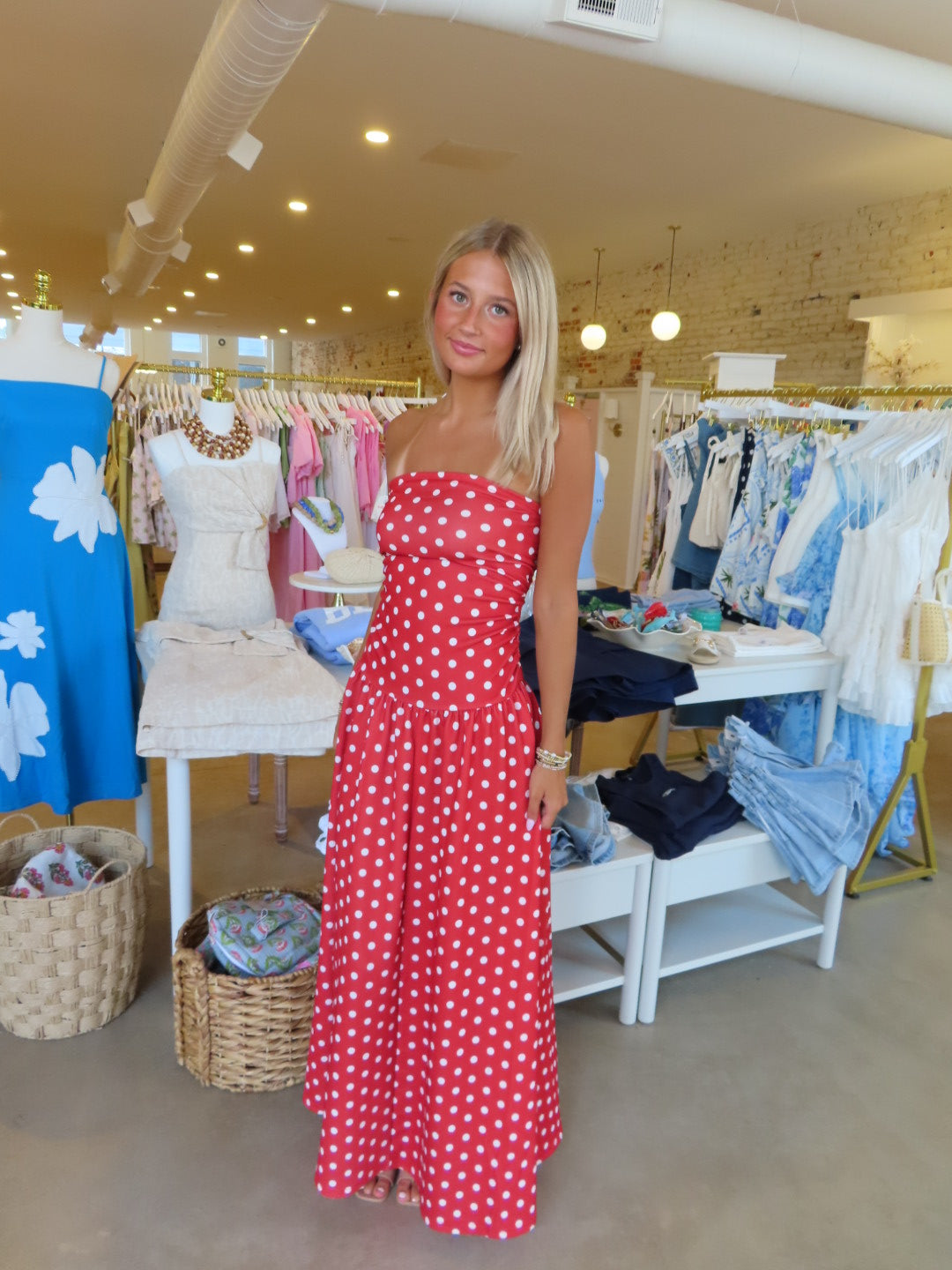 Lana Maxi Dress - Red Polka Dot