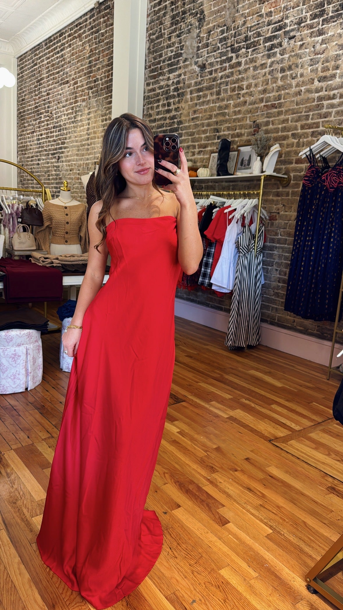 Kiara Satin Gown Dress - Red