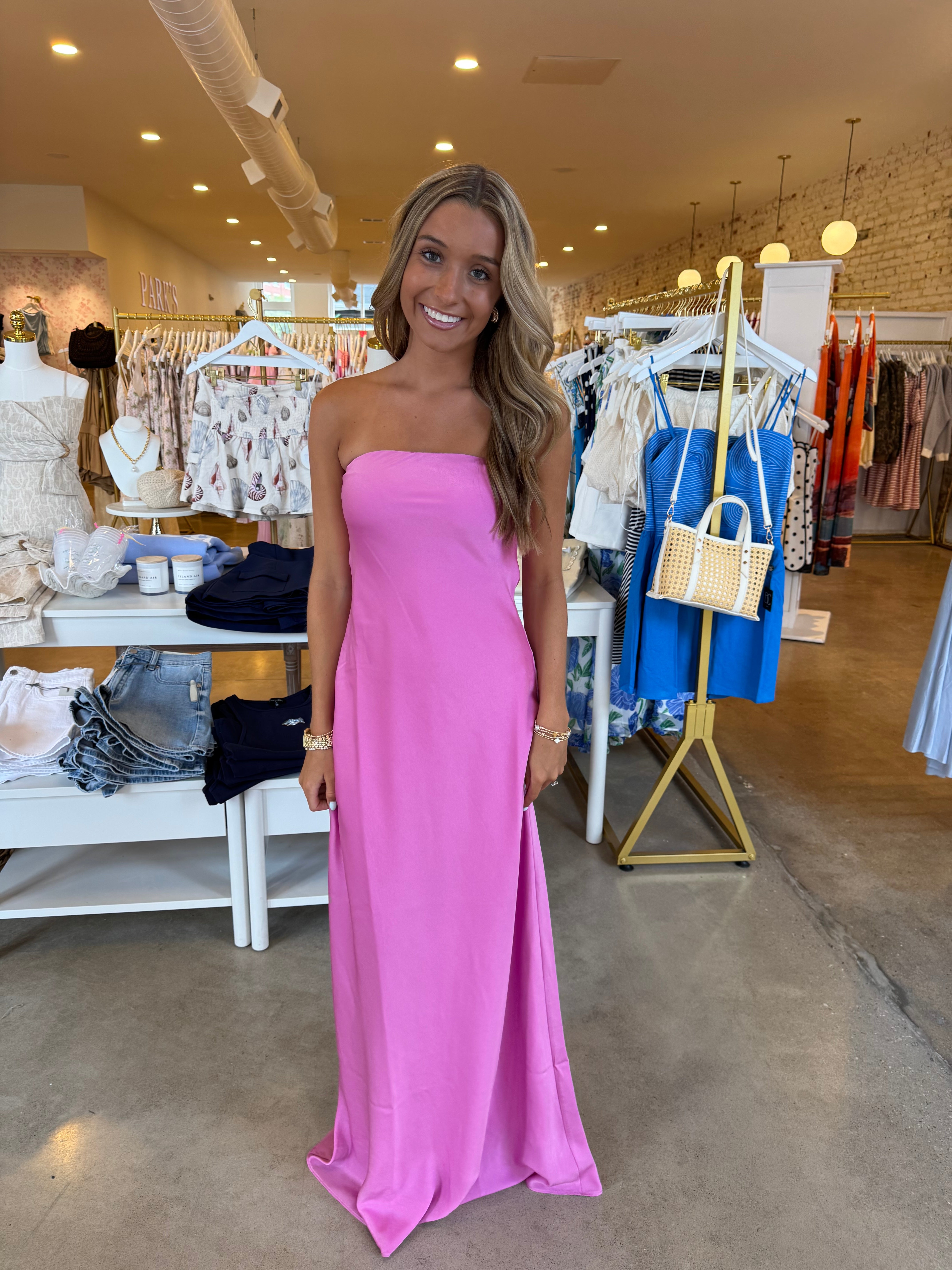 Summer Fling Satin Formal Dress - Pink