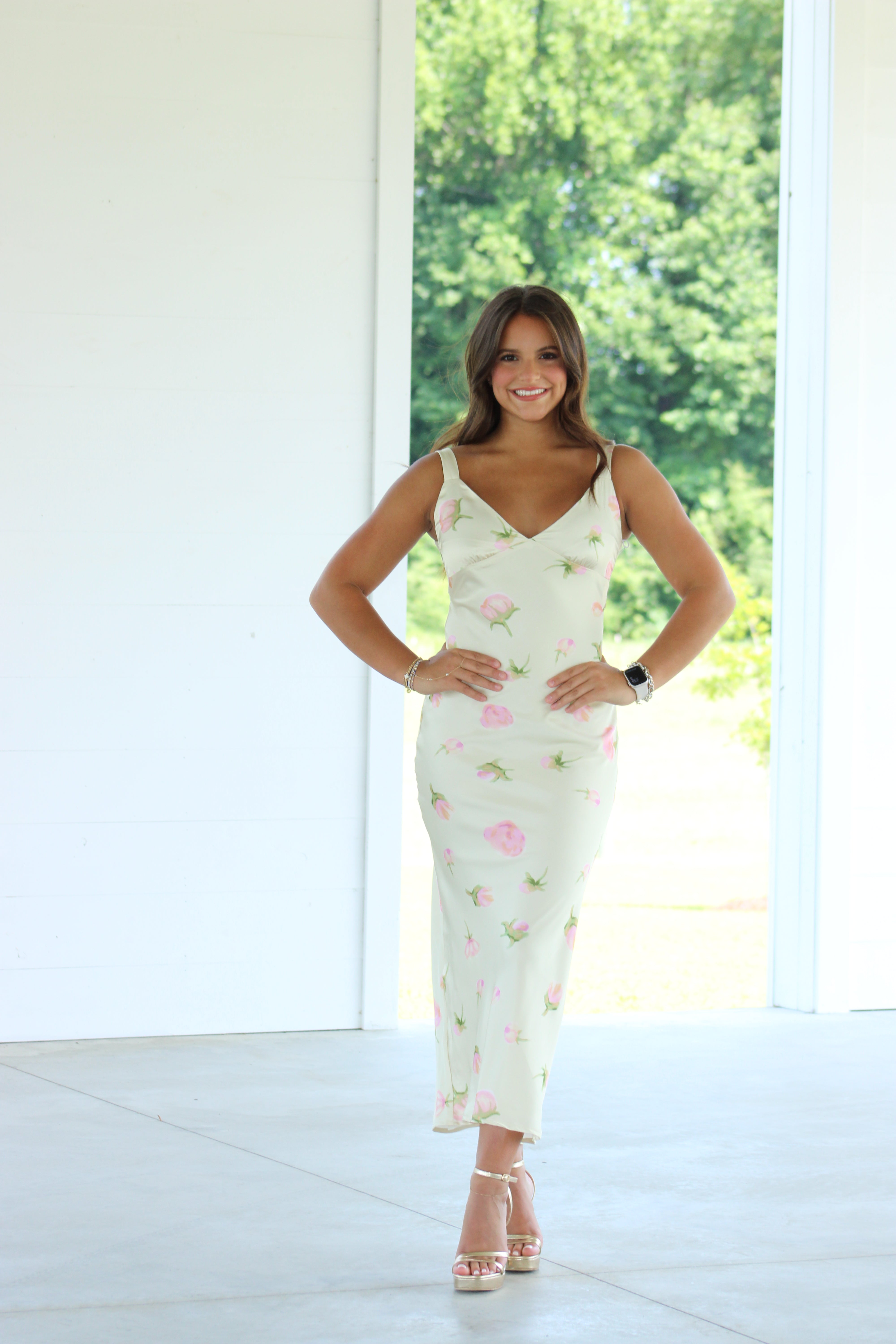Molly Midi Dress - Cream Floral