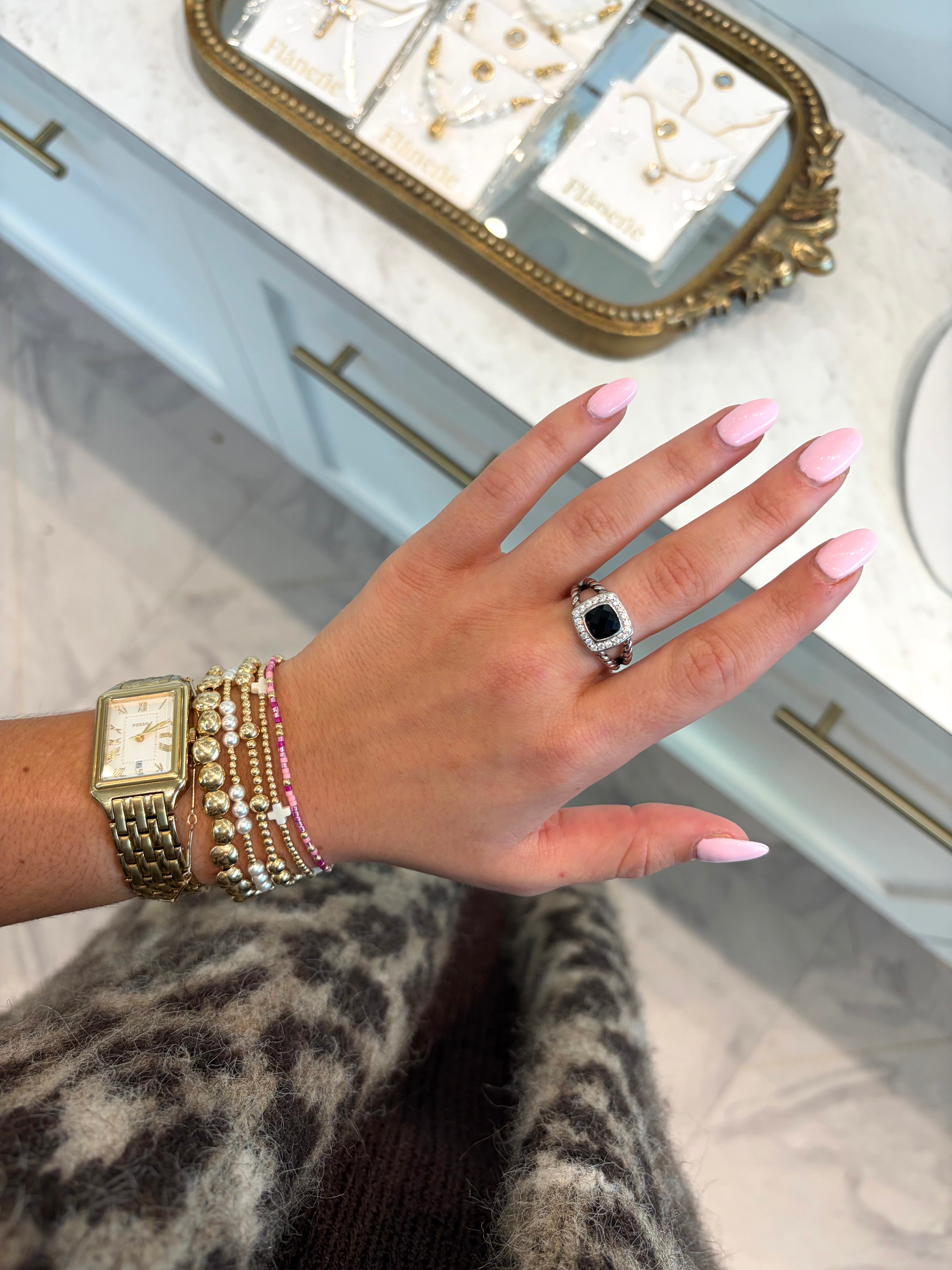 Black Stone Wire Ring