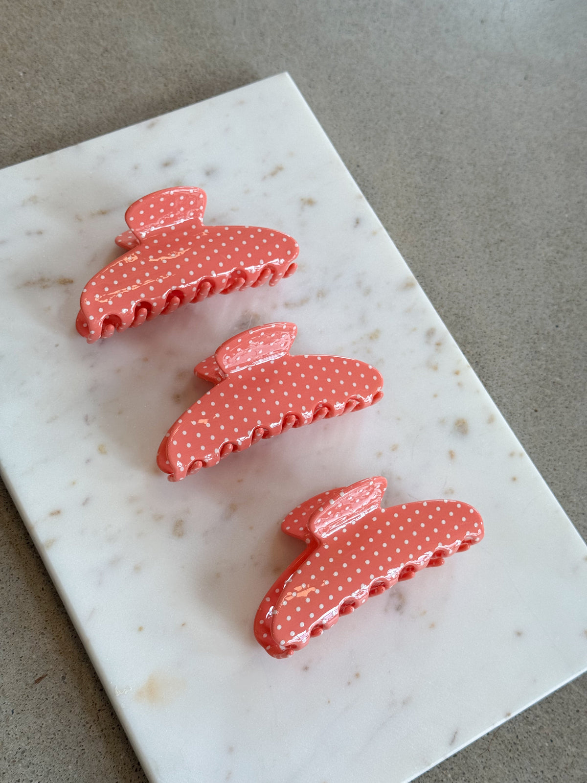 Polka Dot Claw Clip - Peach Pink