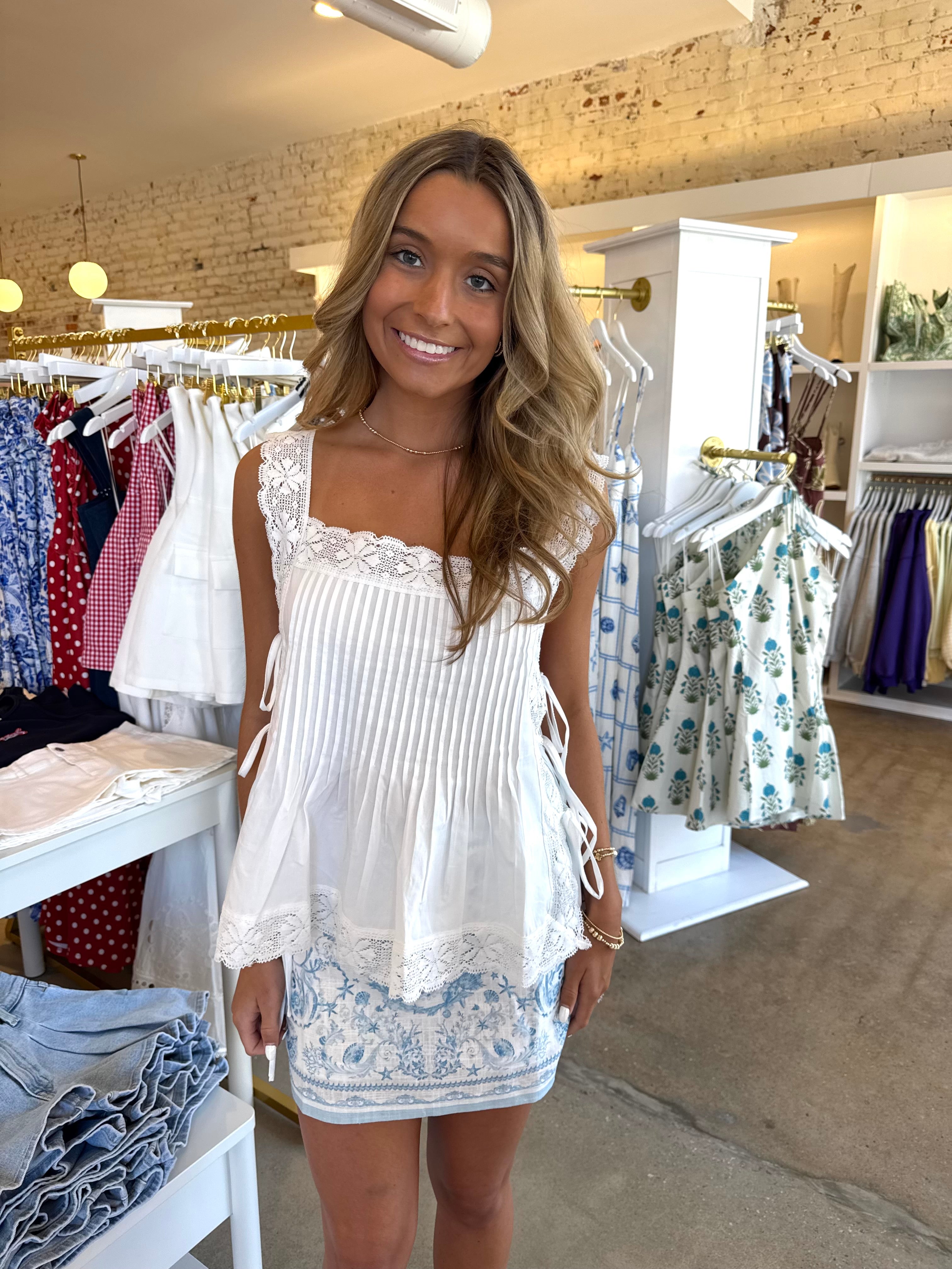 Tongue Tied Floral Top - White