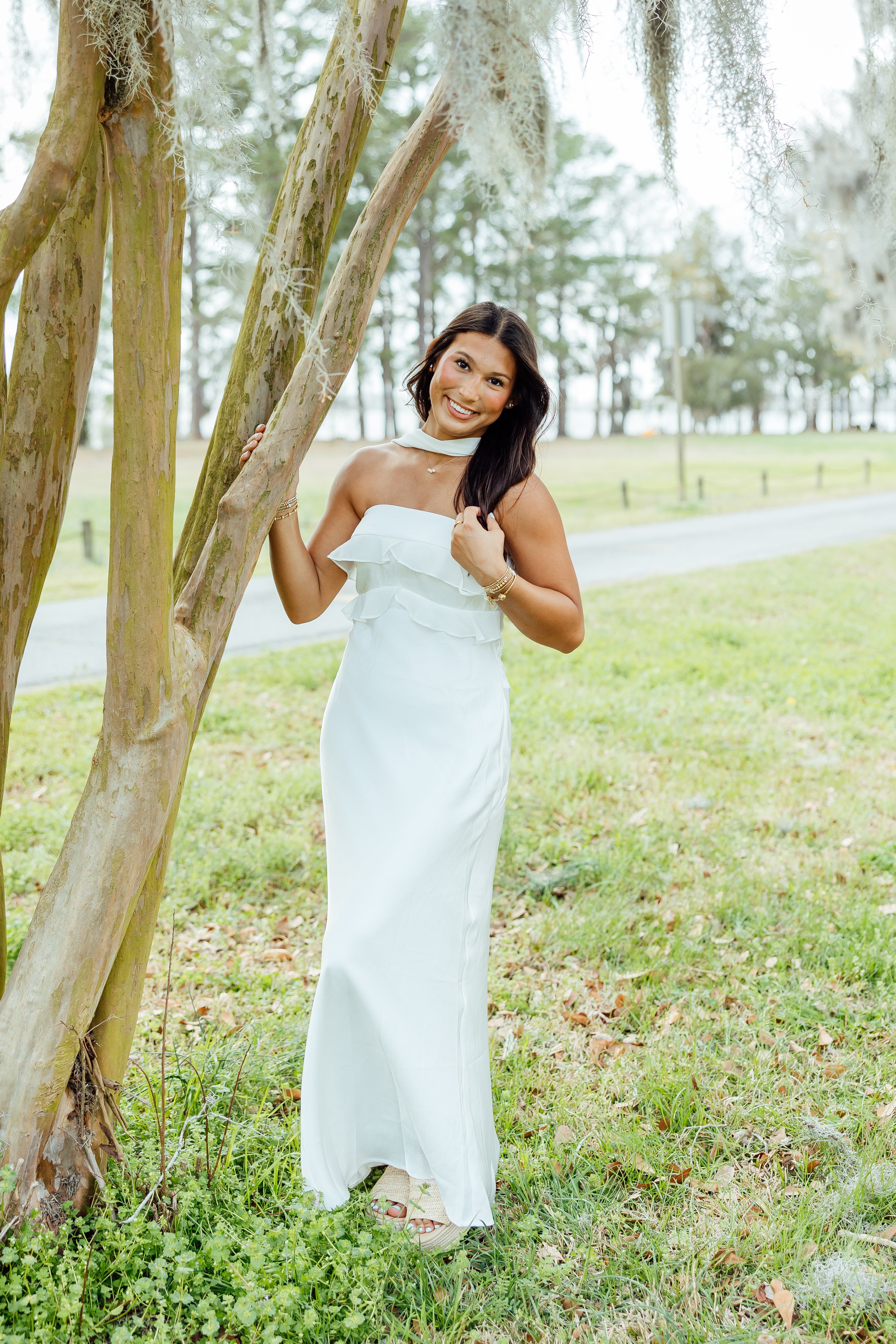 Special Occasion Satin Dress - White