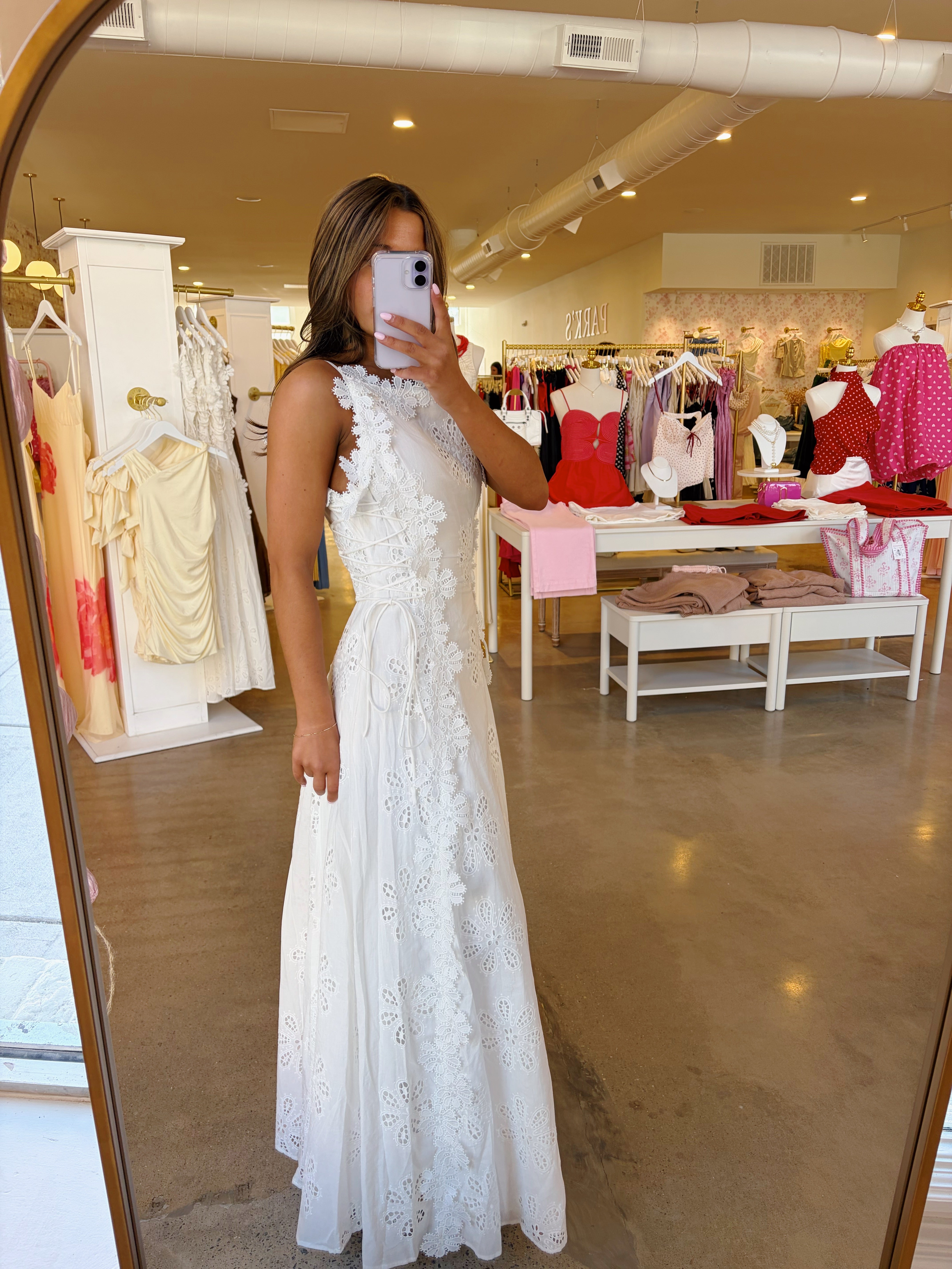 Francesca Eyelet Lace Maxi Dress - White