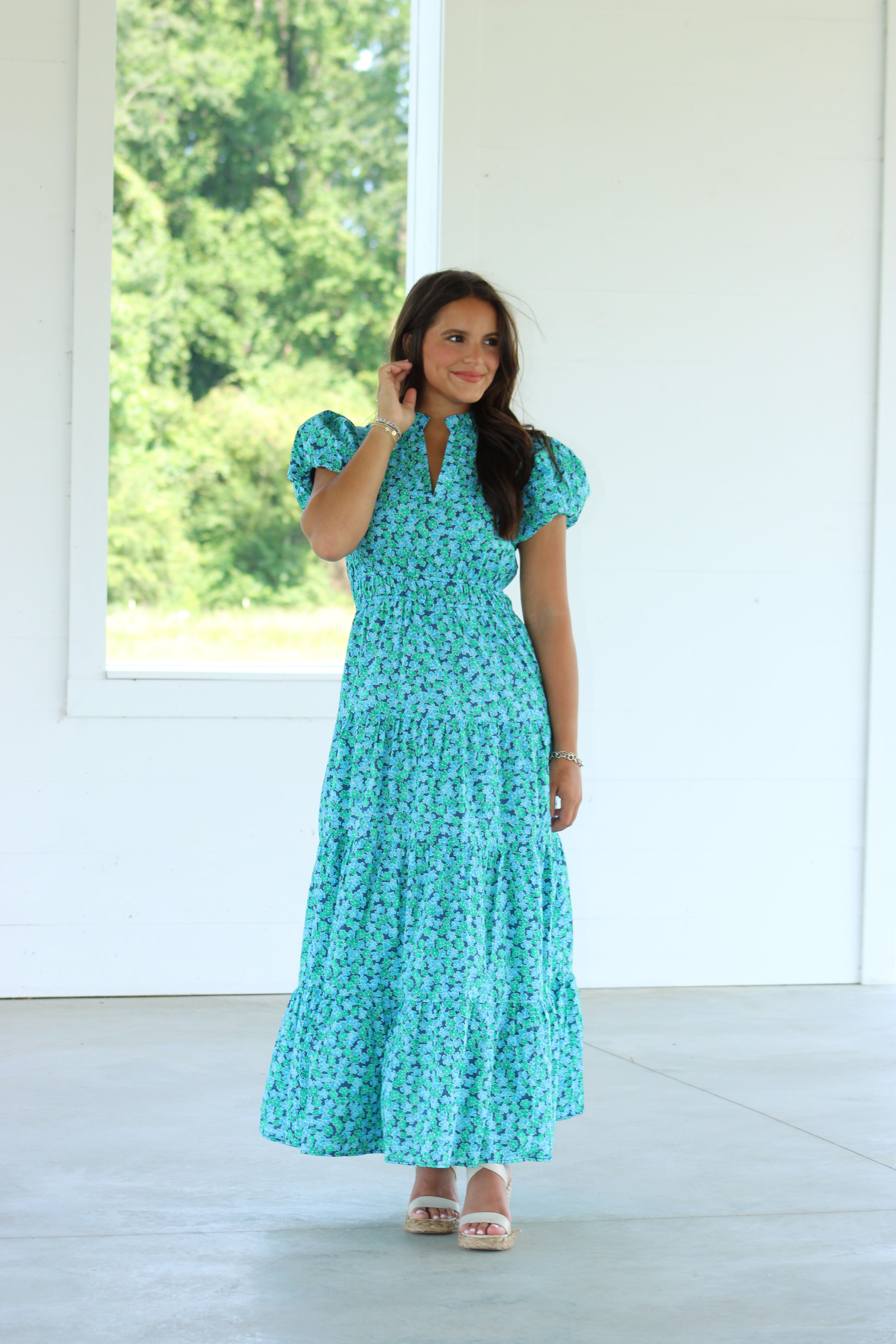 Claudia Maxi Dress - Green & Blue