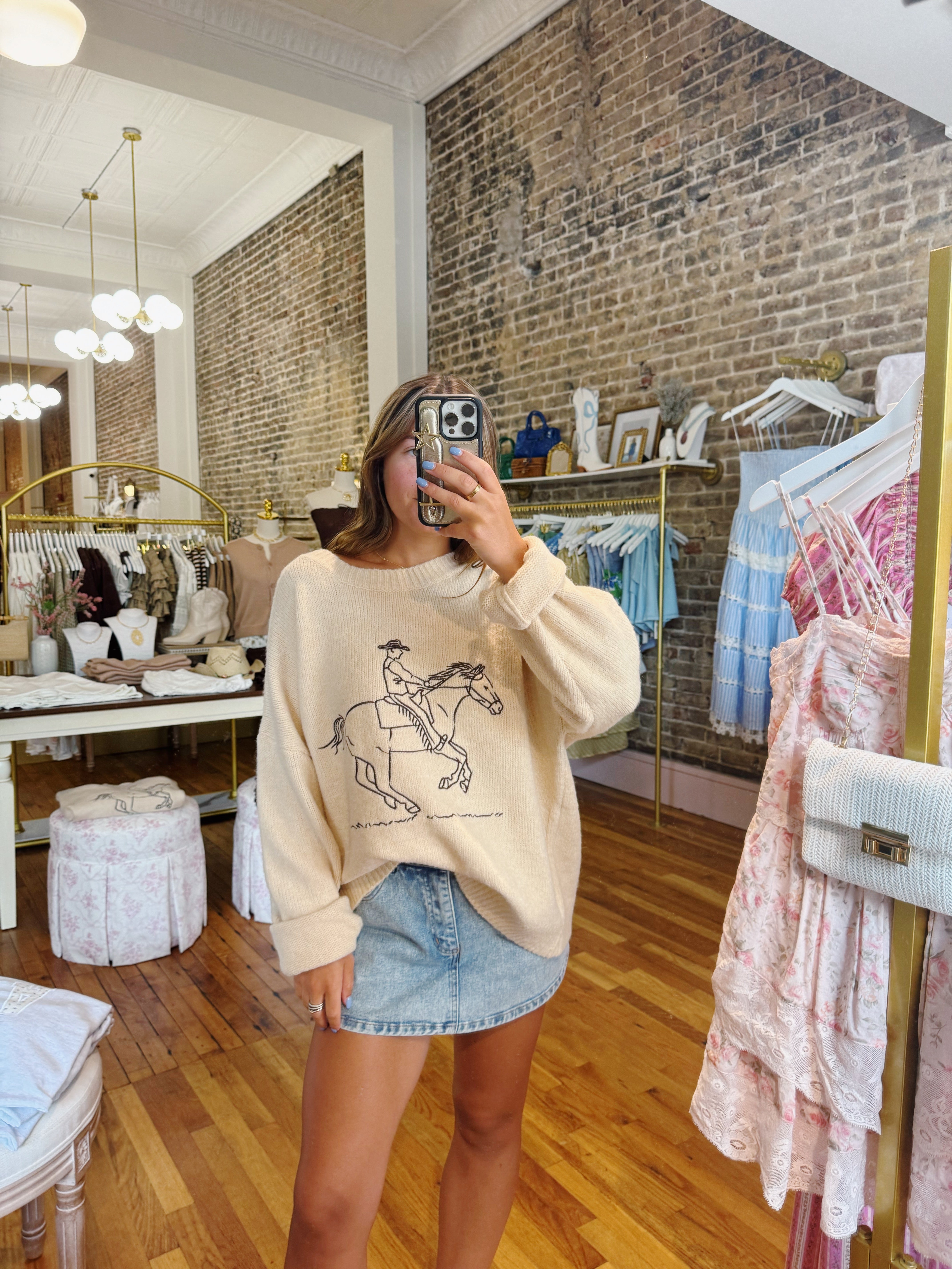 Giddy Up Lightweight Sweater - Buttercream