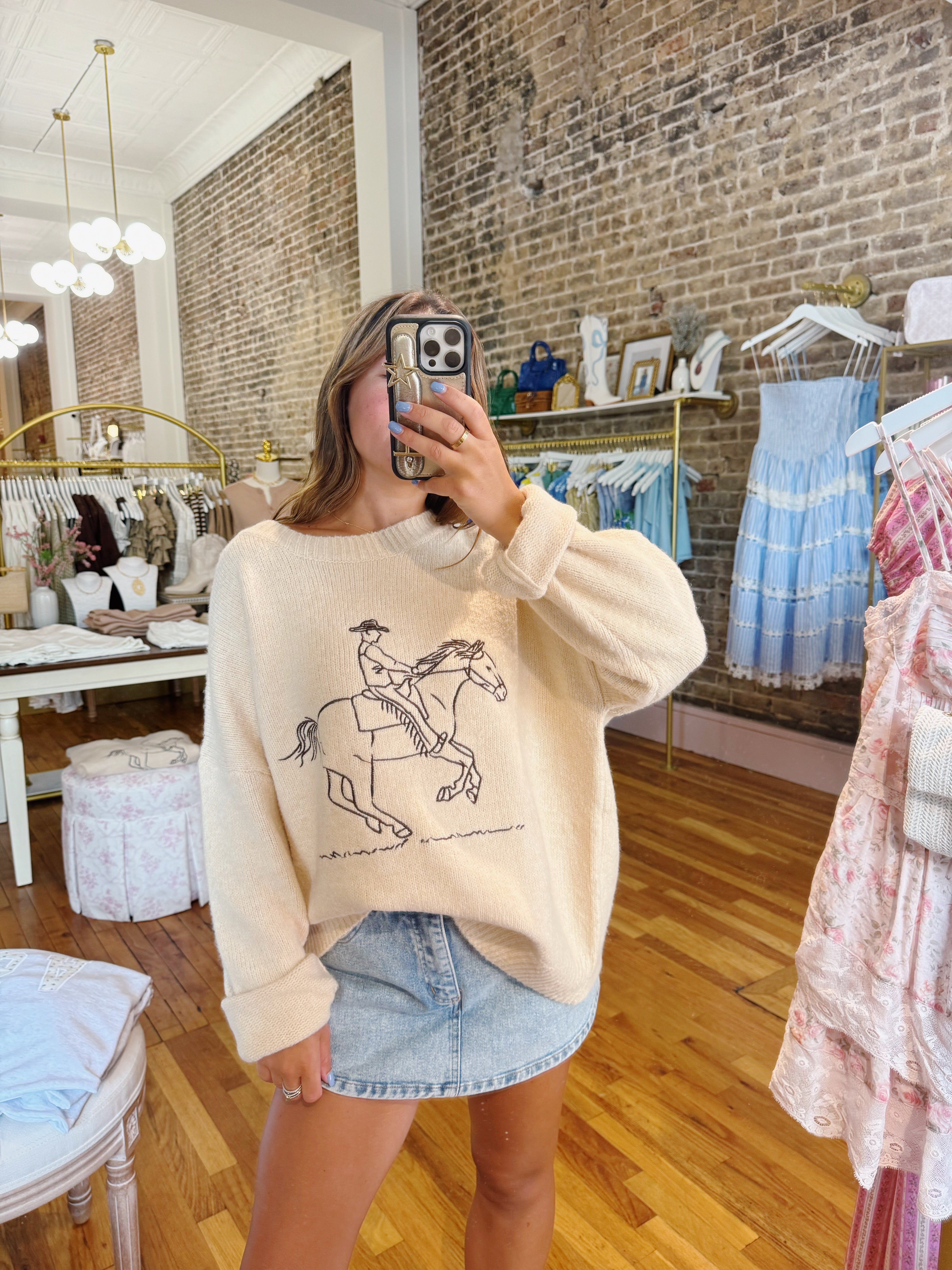 Giddy Up Lightweight Sweater - Buttercream