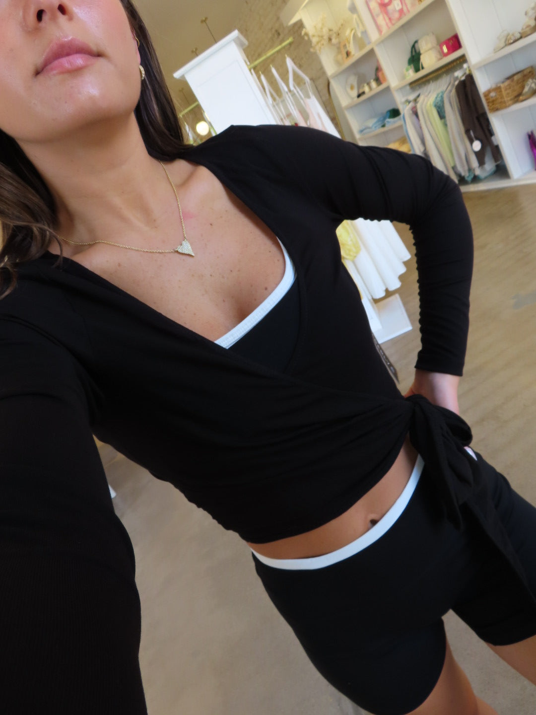 Kim V-Neck Wrap Top - Black