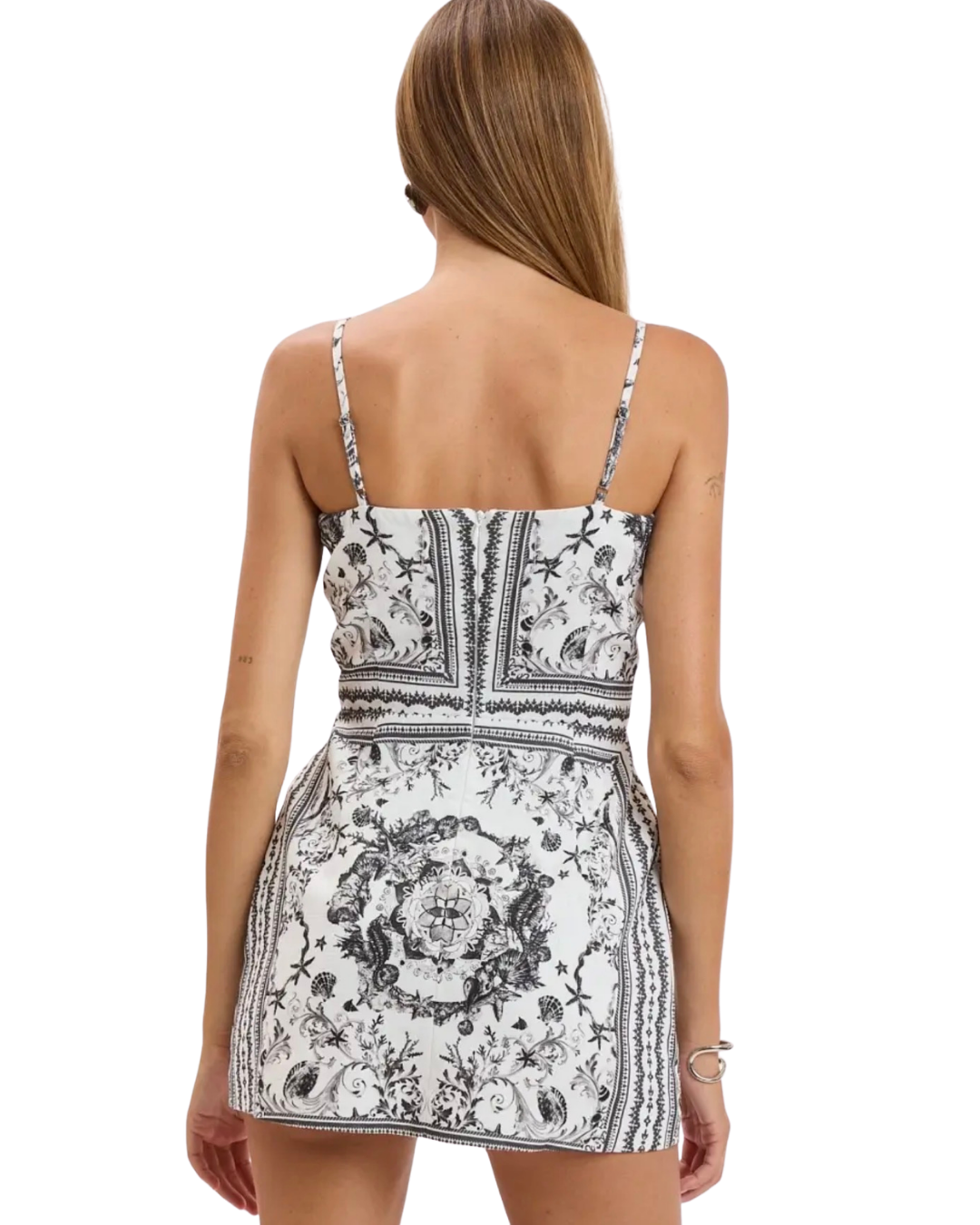 Ivy Mini Dress - Black Tile Print