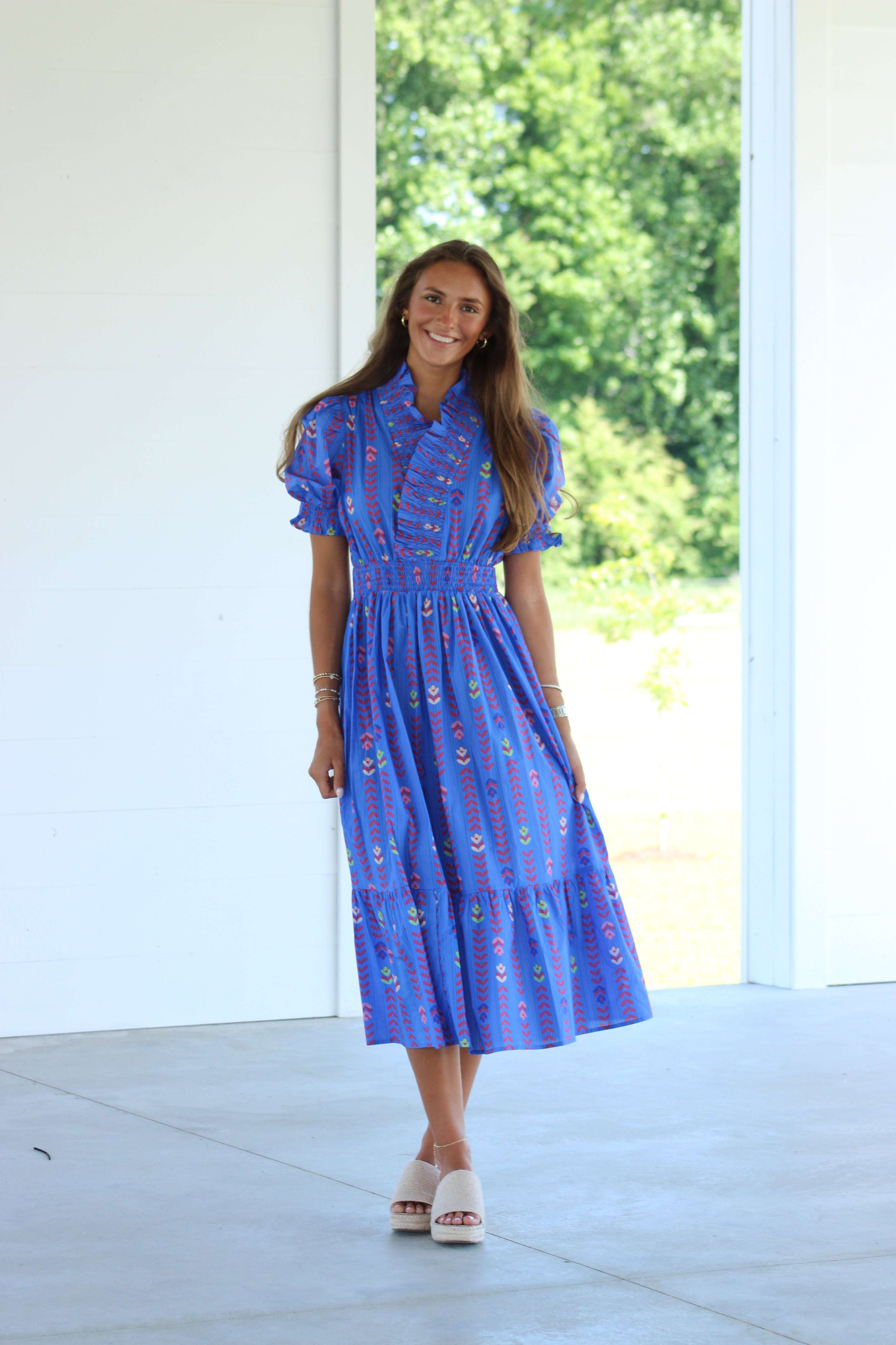 Glad You're Mine Midi Dress - Blue
