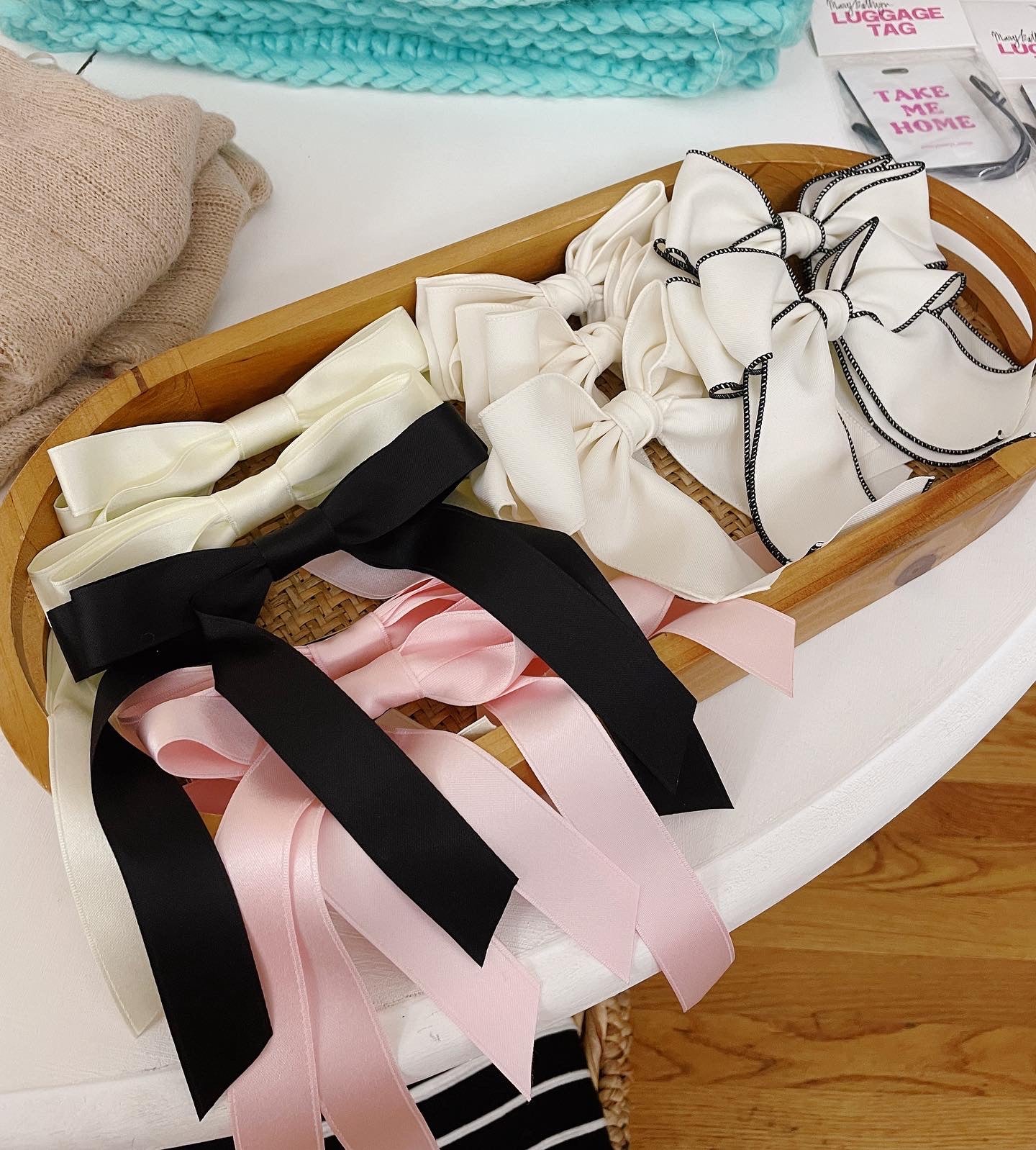 Cream & Black Hair Bow (Right)