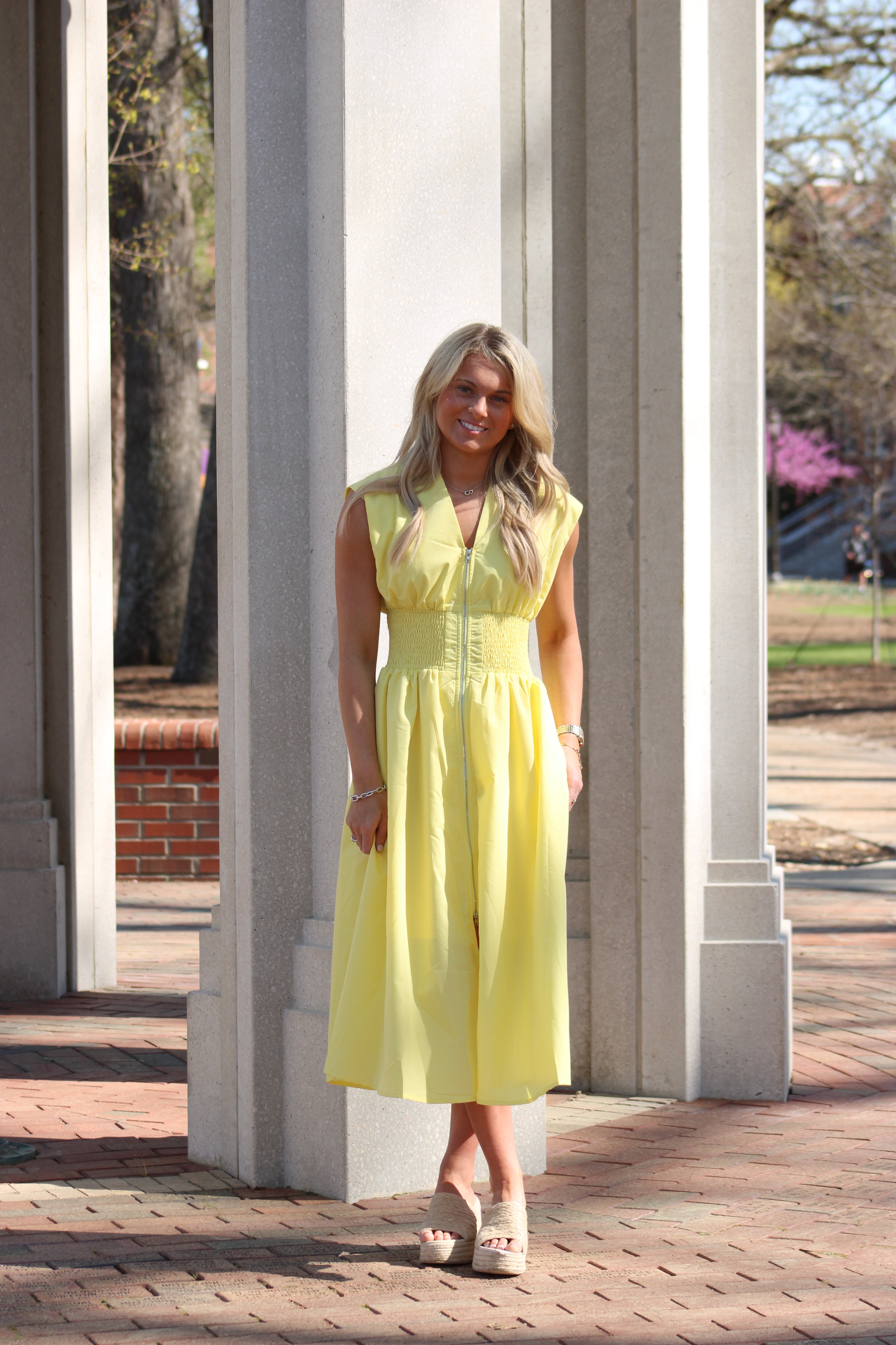 Cherish You Midi Dress - Lemon