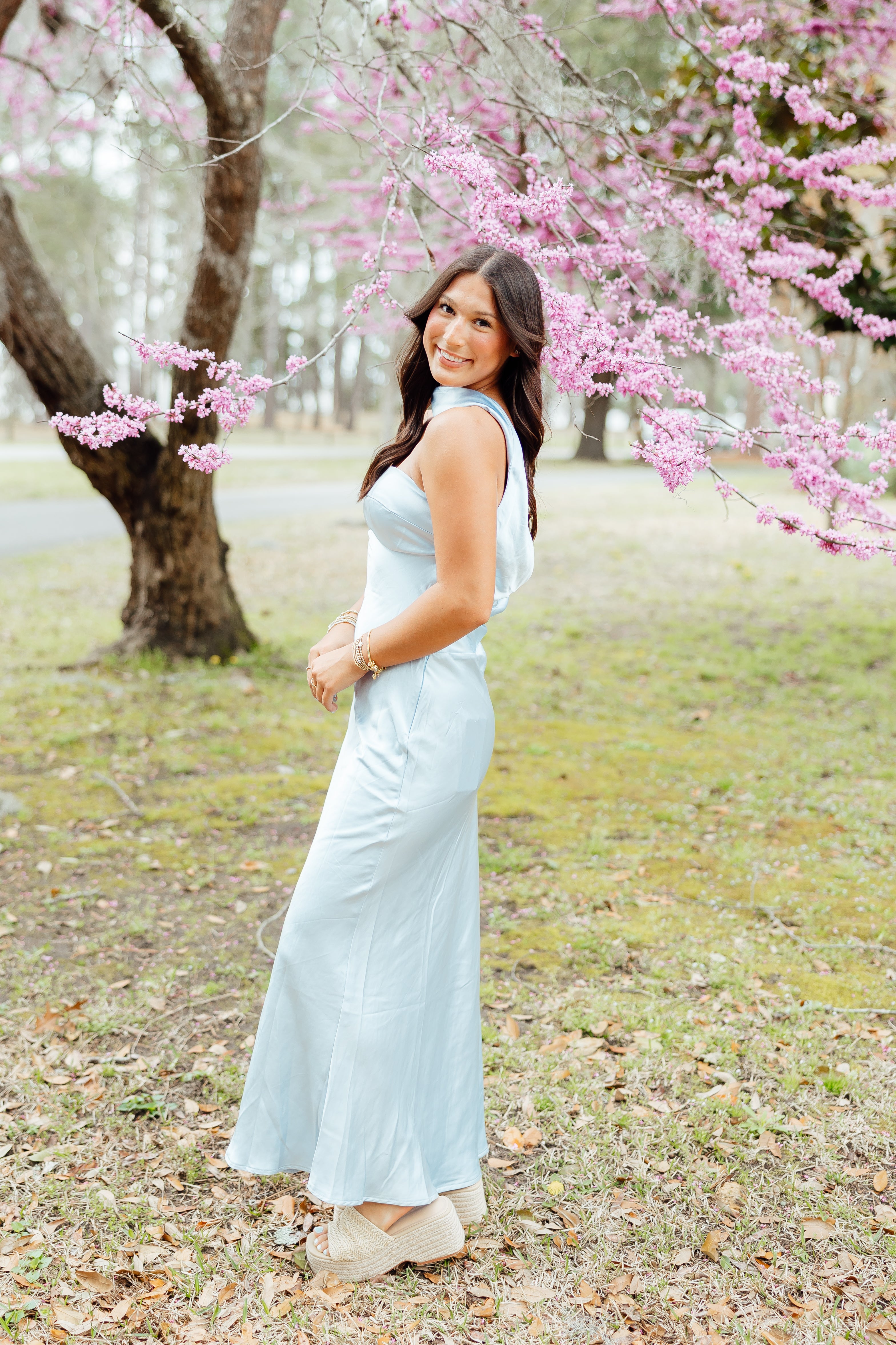 What Dreams Are Made Of Satin Formal Dress - Baby Blue