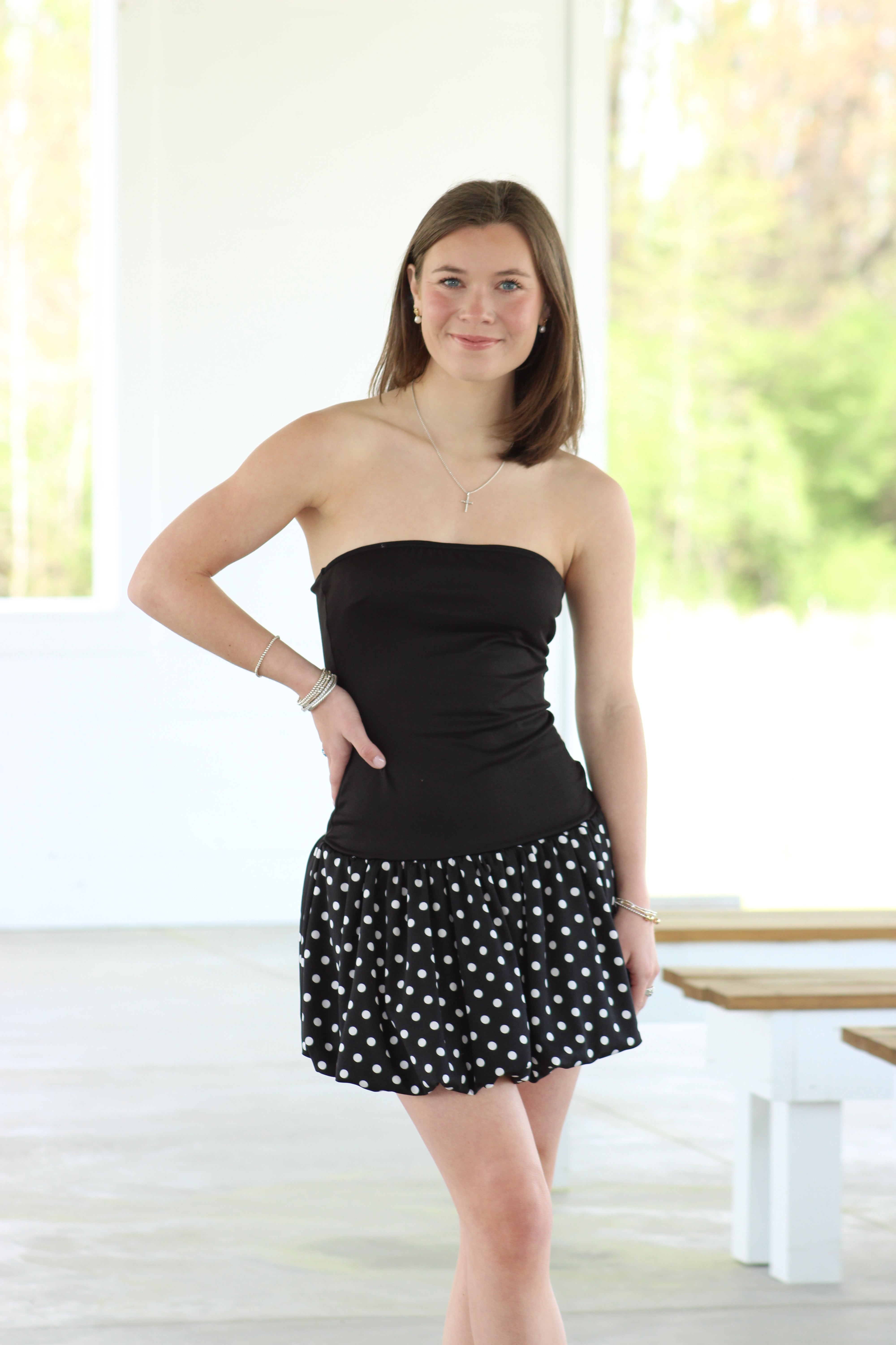Gabby Tube Dress - Black Polka Dot