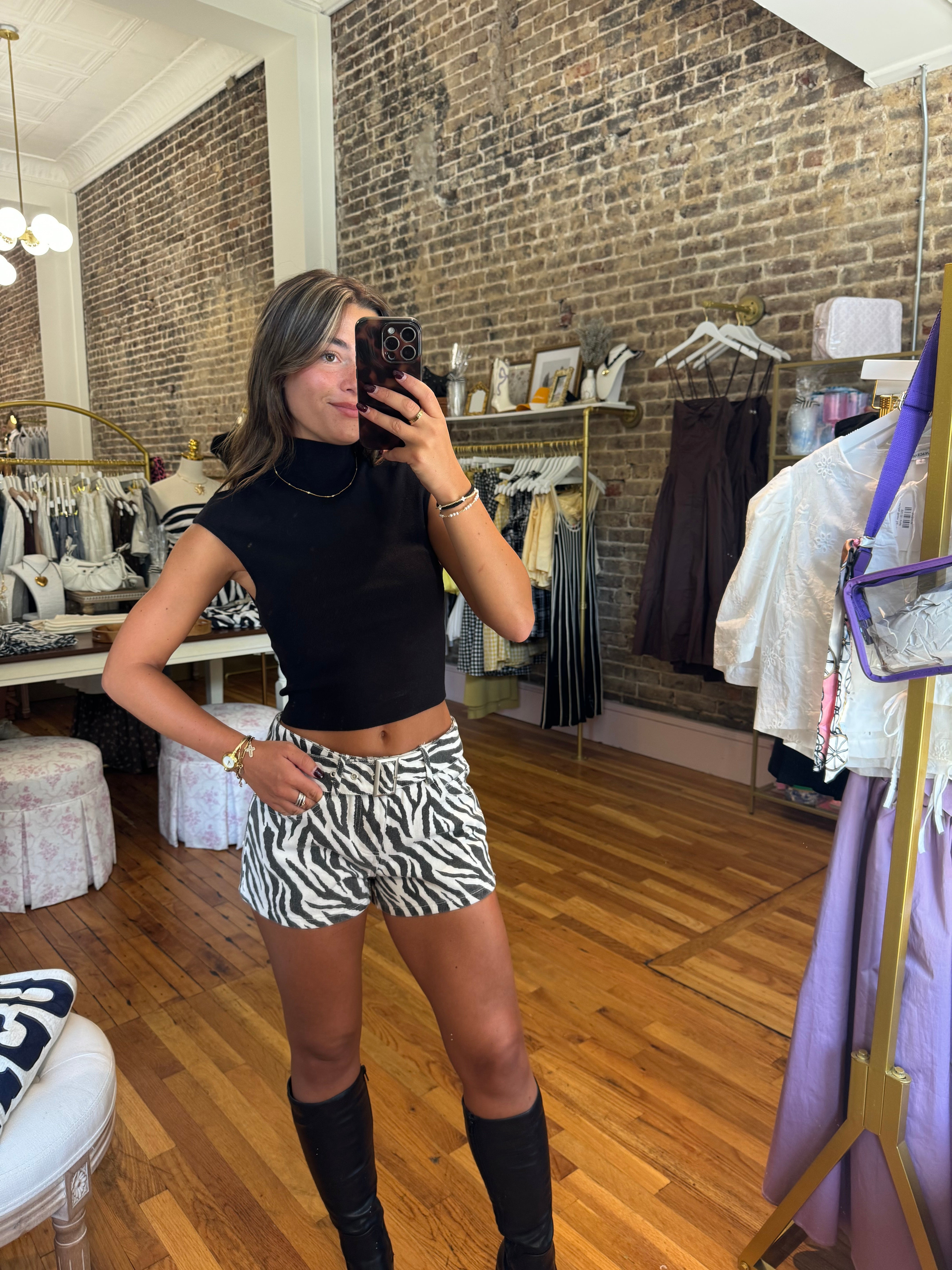 Claire High Neck Knit Top - Black