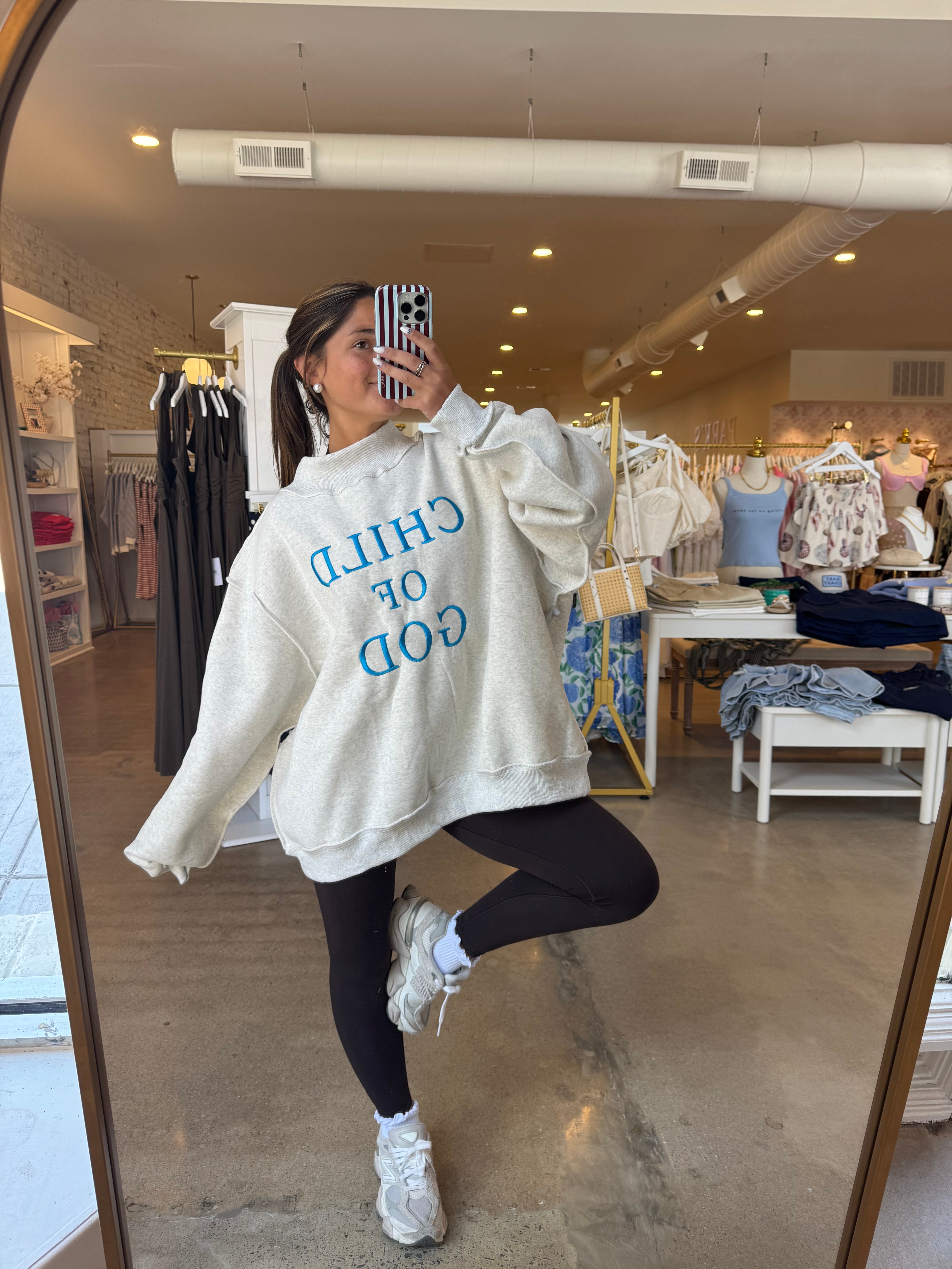 Child Of God Mockneck - Blue Embroidery