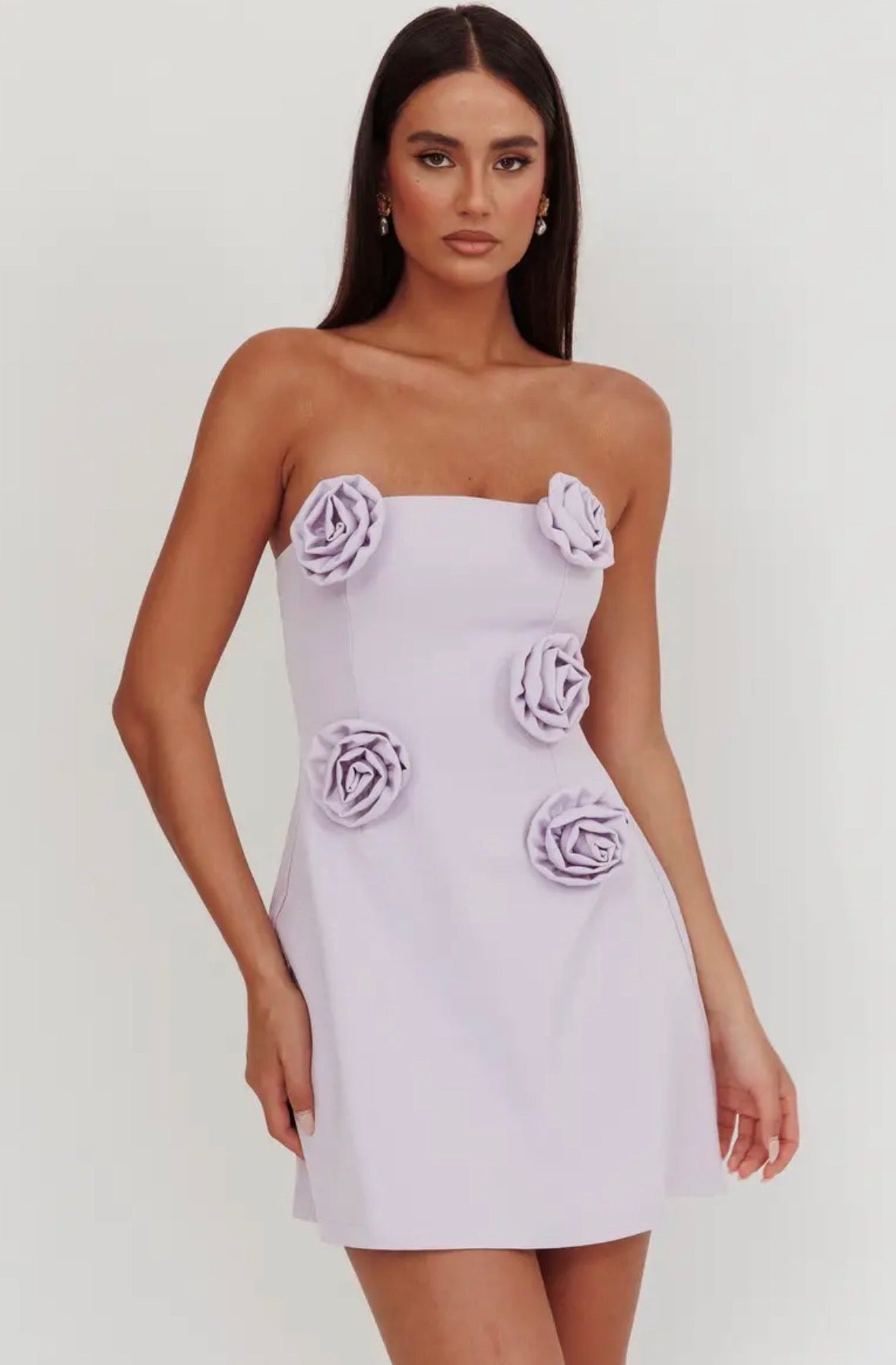 Malea Rose Detail Mini Dress - Lilac
