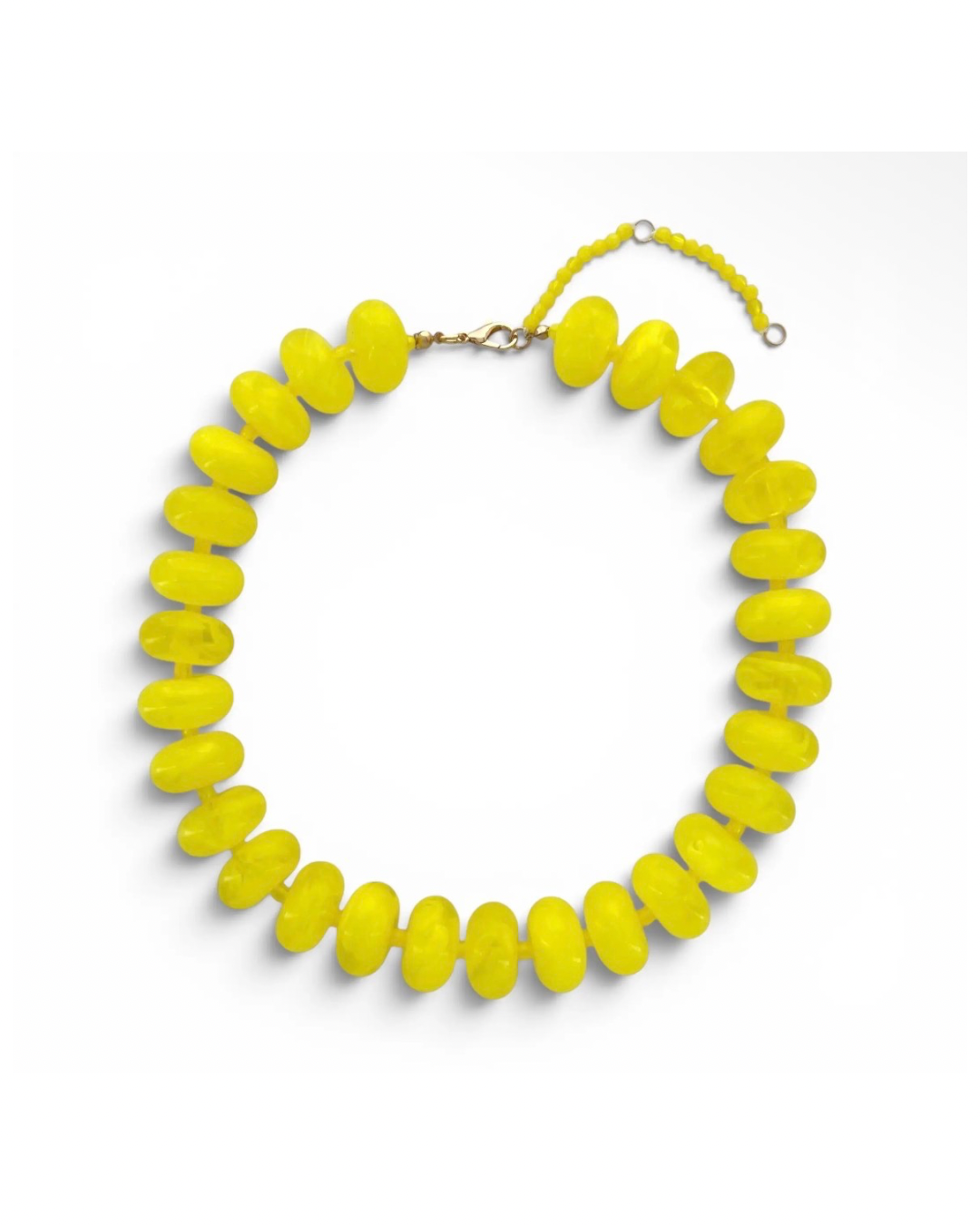 Resin Rondelle Beaded Necklace - Yellow