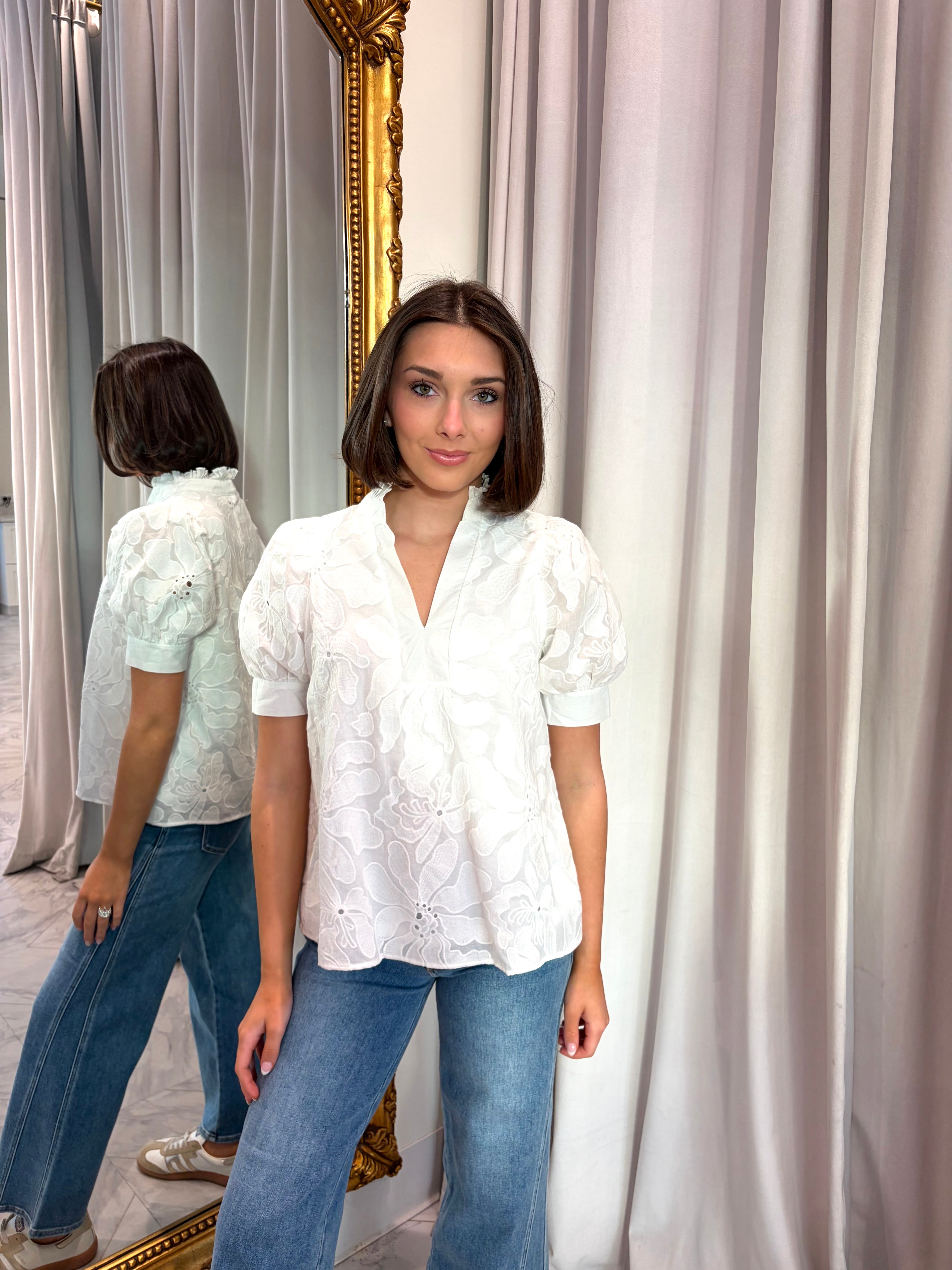 Layne Eyelet Top - White