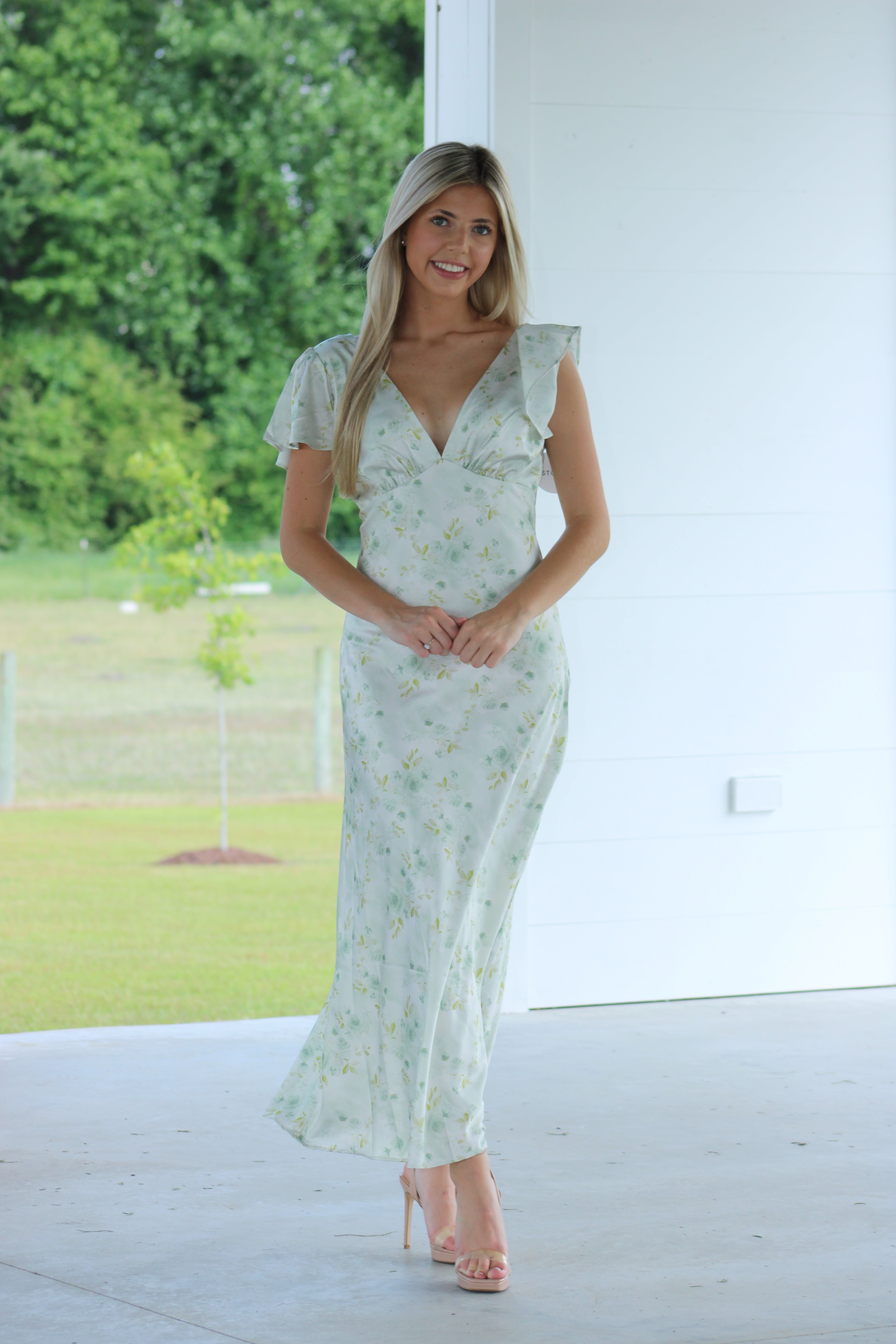 Sophie Midi Dress - Green Floral