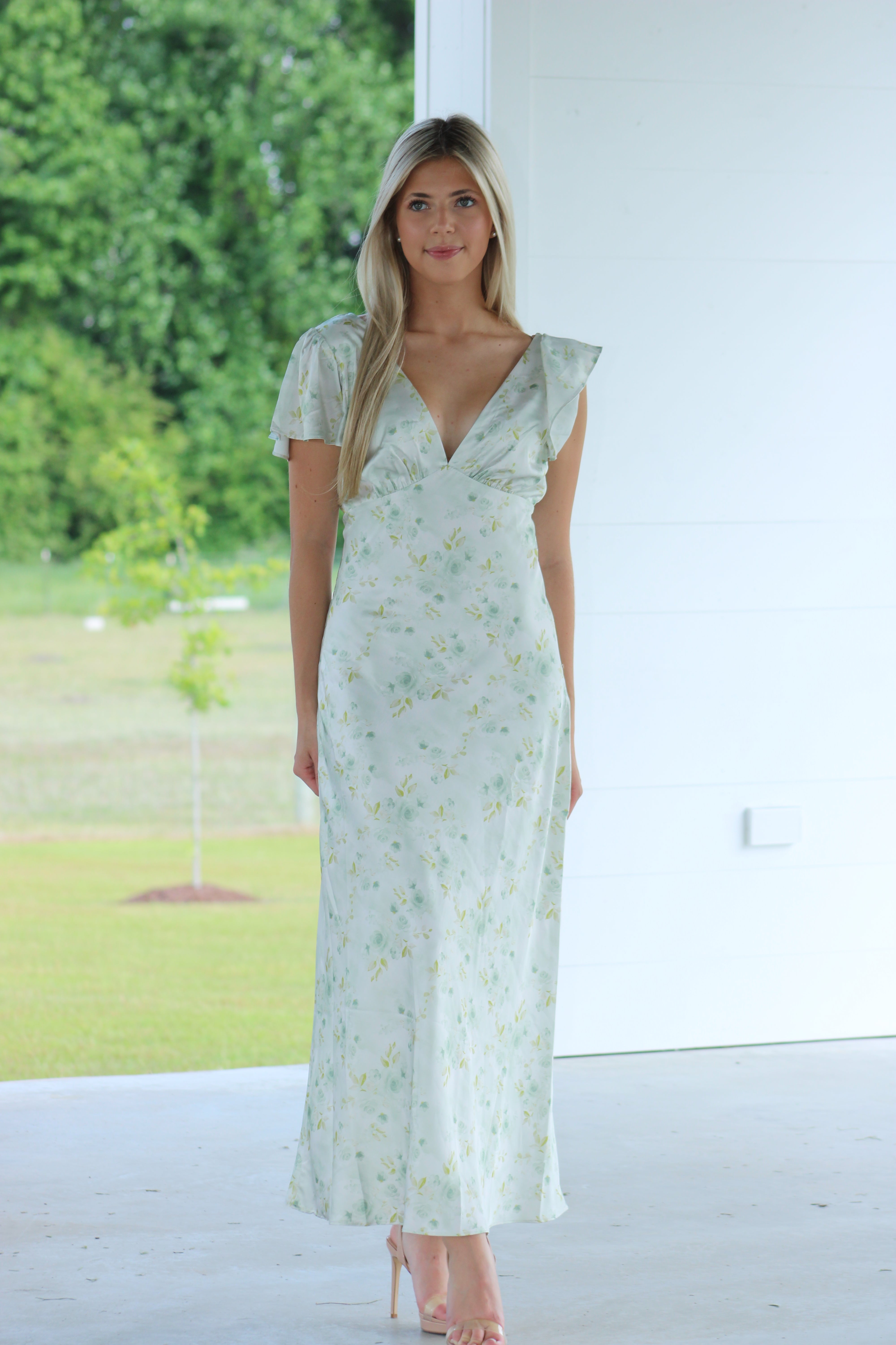 Sophie Midi Dress - Green Floral
