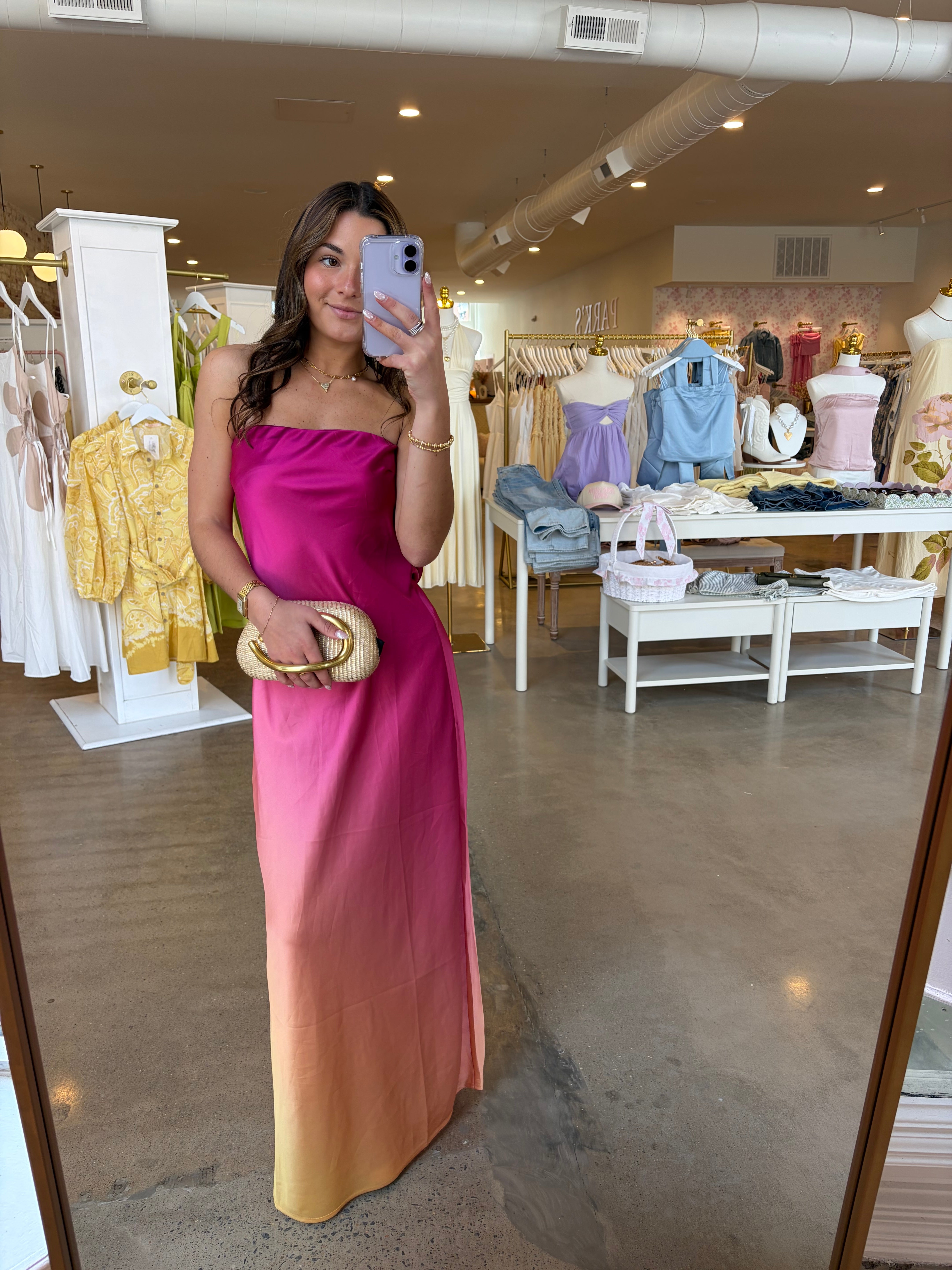 Tequila Sunrise Midi Dress - Pink Ombre