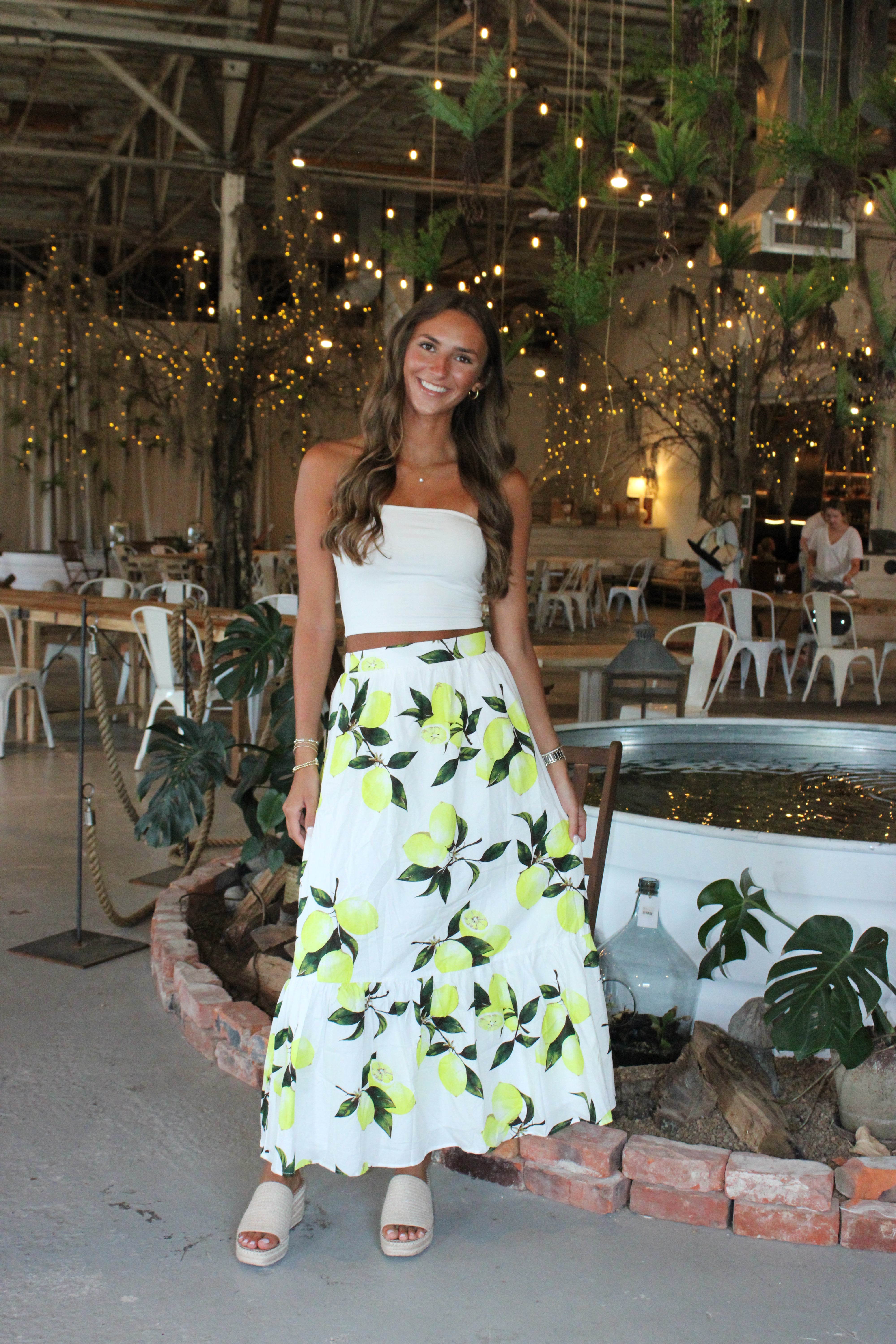 Lemon Tree Midi Skirt - White