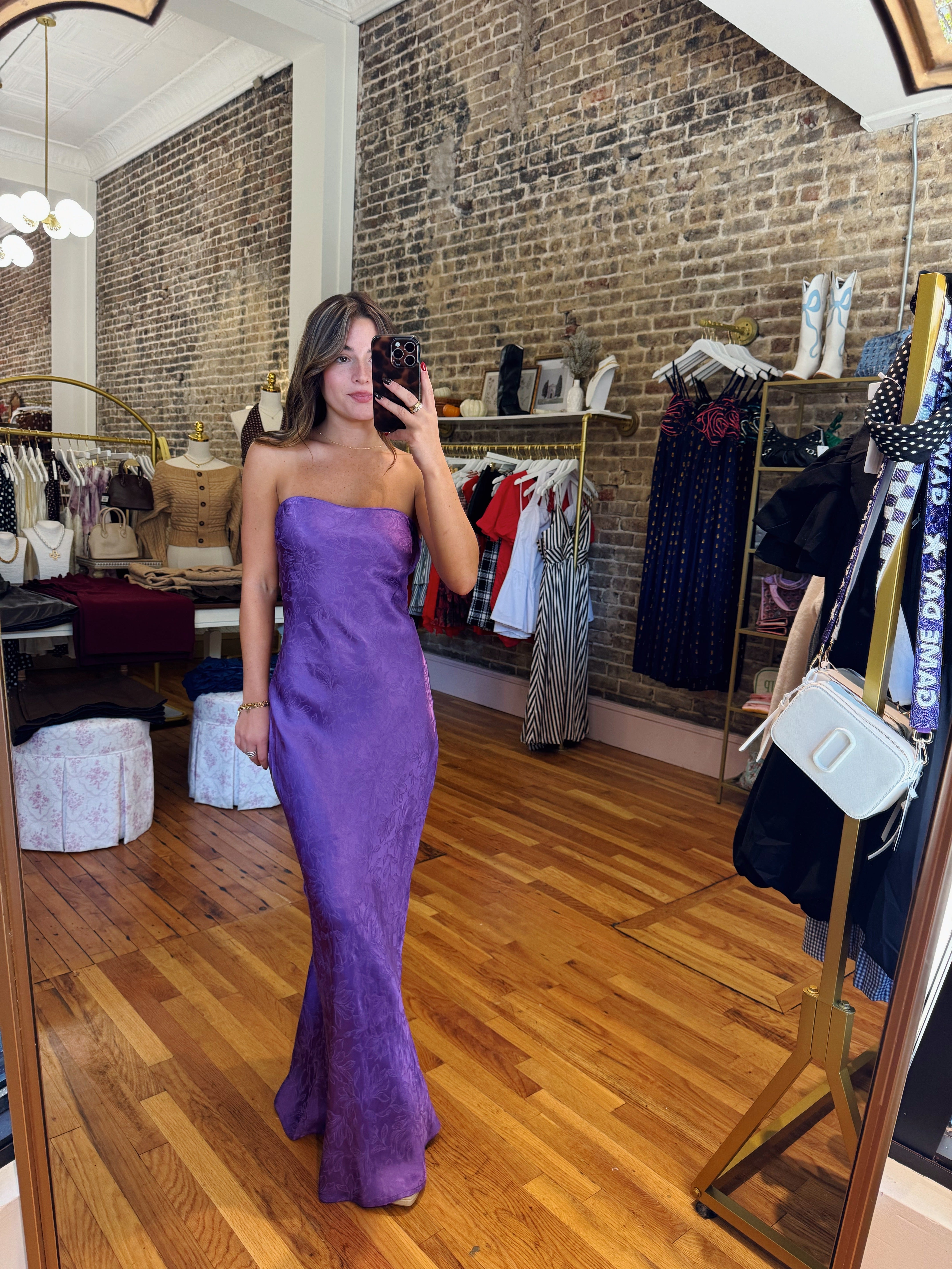 Adrienne Satin Maxi Dress - Purple