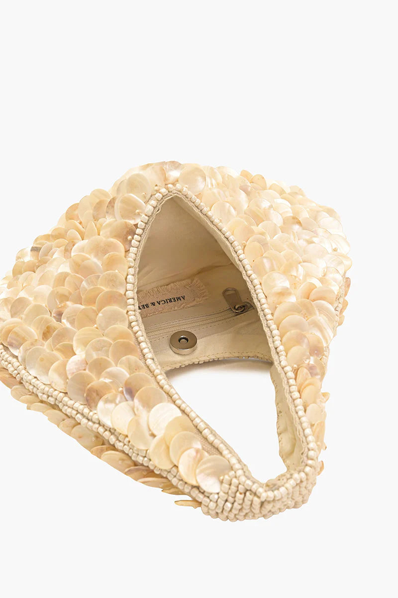 Rainbow Shell Beaded Round Hand Held Bag - America & Beyond