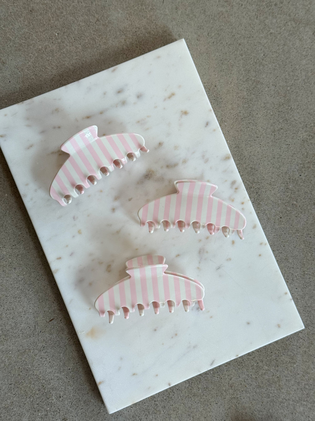 Pink and white stripe Hair Claw
