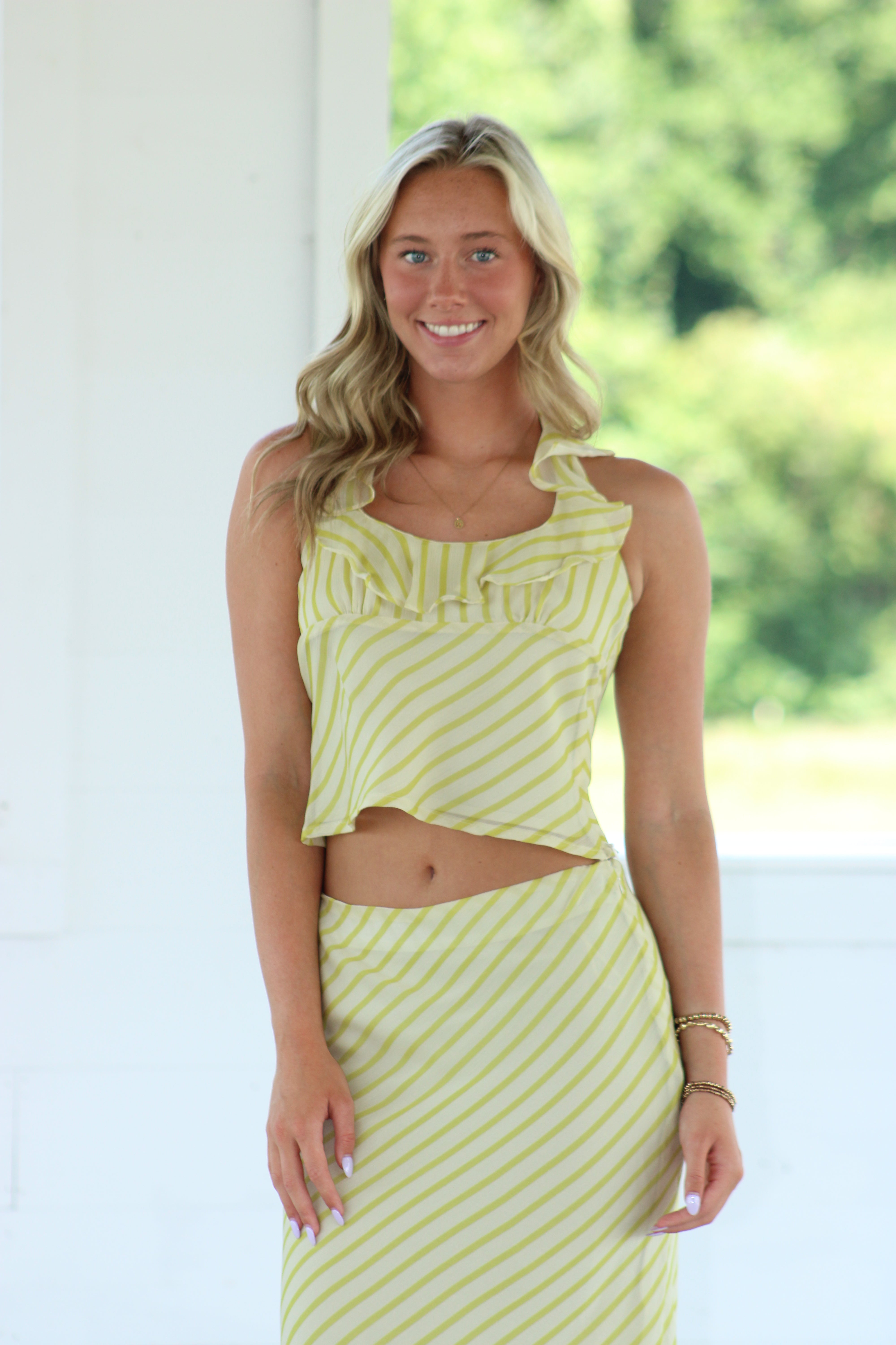 Just A Feeling Top & Skirt Set - Lime