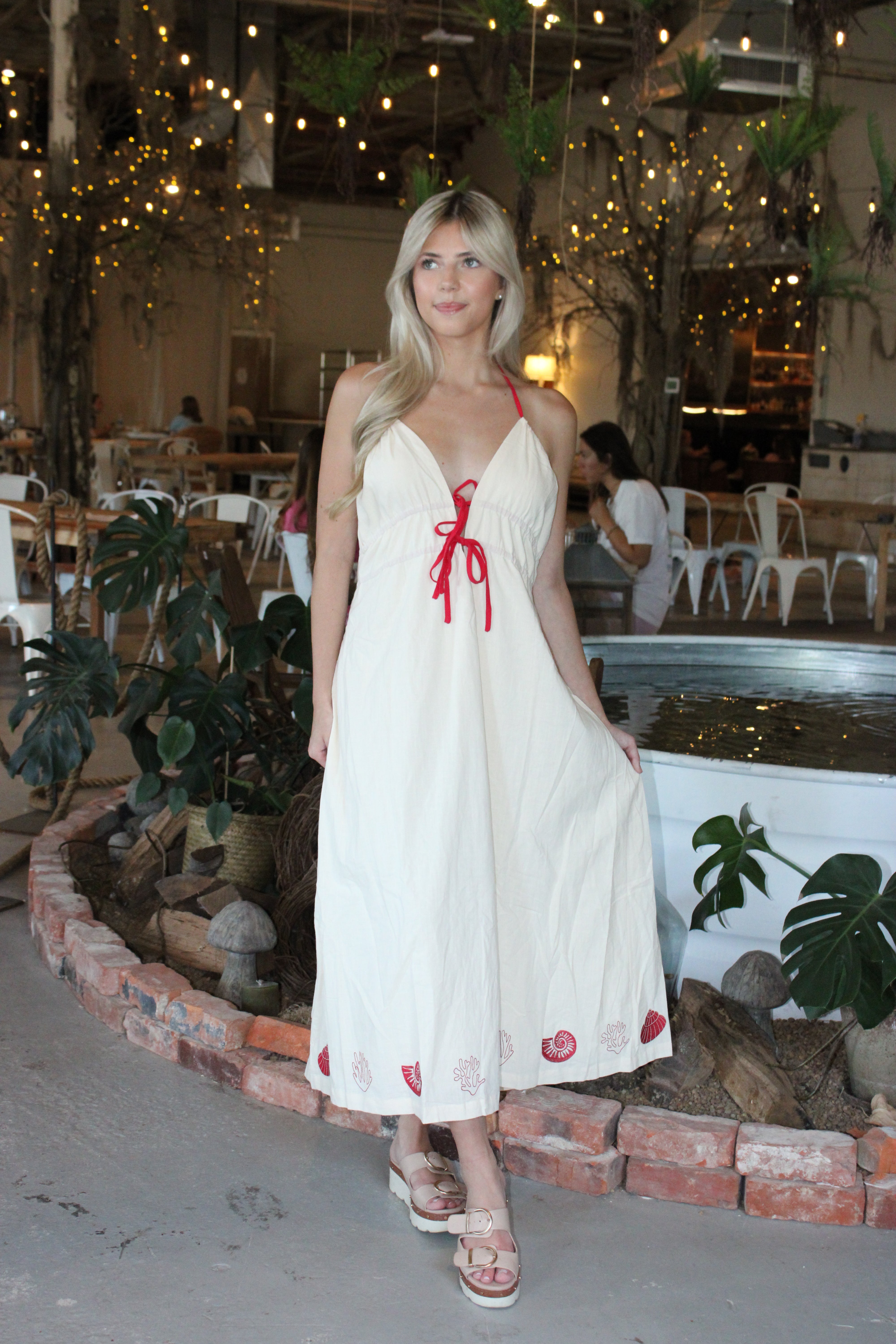 Nights In Capri Midi Dress - Ecru